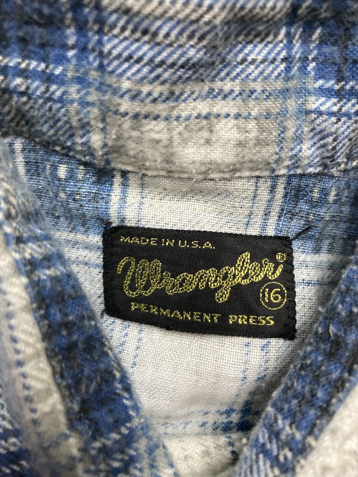 Vintage × Wrangler 70s Pearl snap flannel shirt wrangler shadow plaid womens 16 Size M / US 6-8 / IT 42-44 - 4 Thumbnail