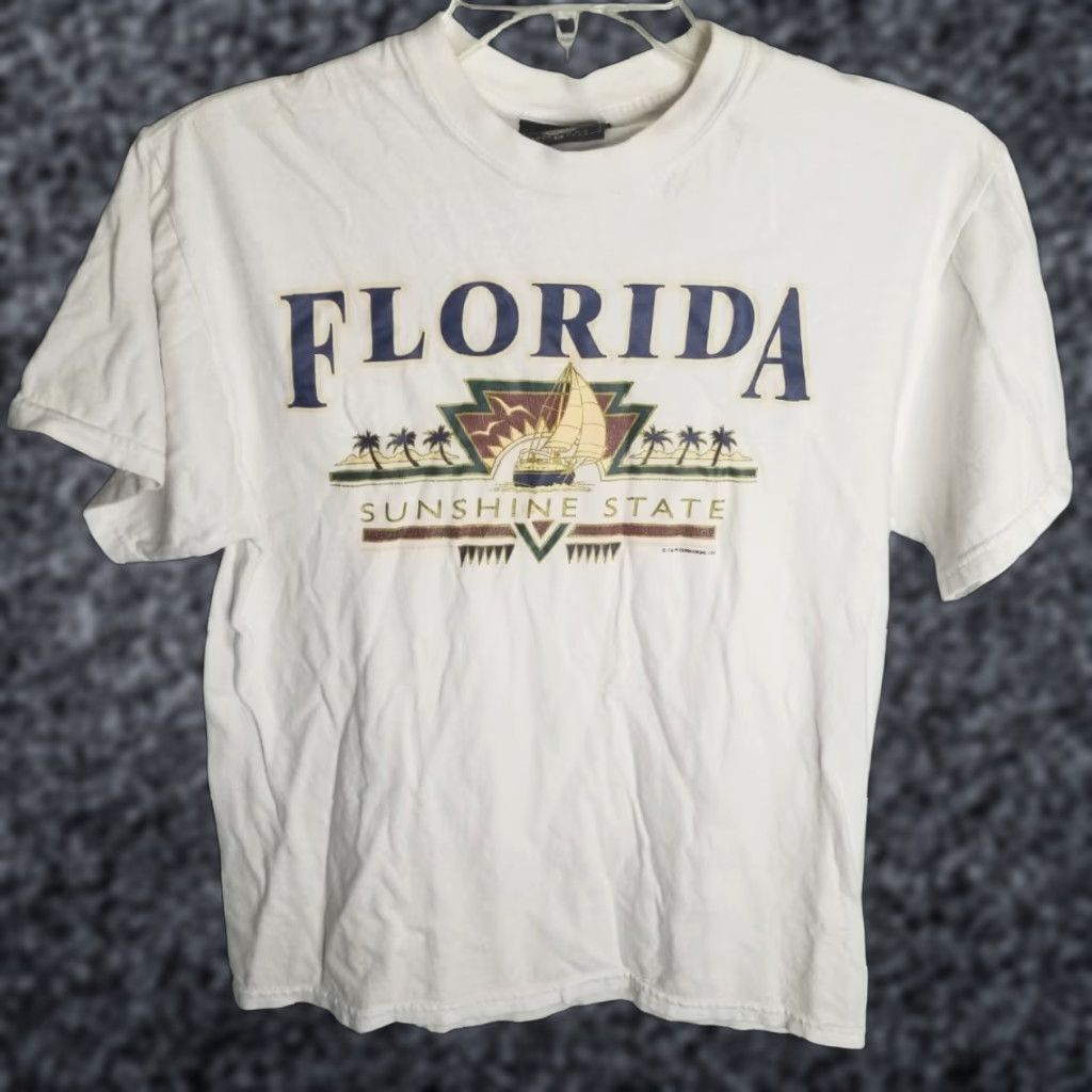 Vintage VINTAGE Smiths Workwear Florida The Sunshine State T Shirt Mens M White Cotton 90s Florida Beach Logo Tourist Souvenir Mens Size US M / EU 48-50 / 2 - 1 Thumbnail