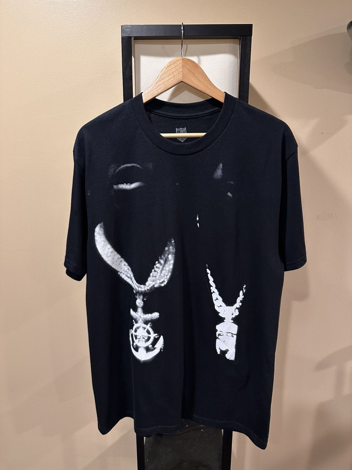 Pusha T Clipse Double Chain “Let God Sort Em Out” Logo Tour Black T Size US L / EU 52-54 / 3 - 10 Thumbnail