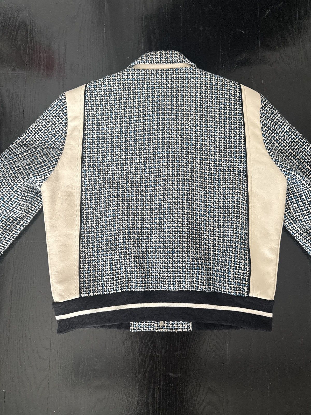 Amiri Amiri Bouclé & Leather Varsity Jacket – Navy/Cream – Size 50 Size US M / EU 48-50 / 2 - 3 Thumbnail