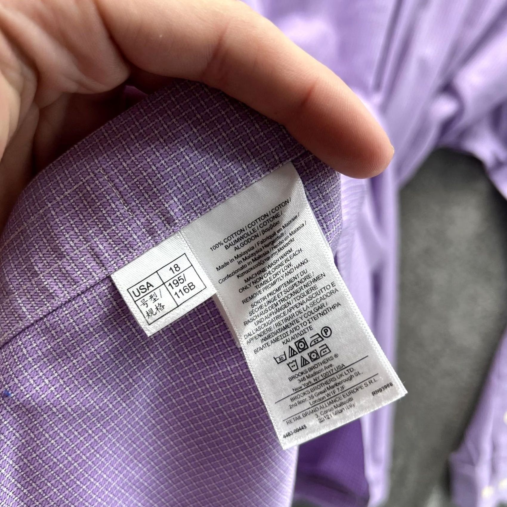 Brooks Brothers Brooks Brothers Dress Shirt Mens 18 6/7 Purple Check Slim Fit 346 Non Iron Shirt Size 48R - 6 Thumbnail