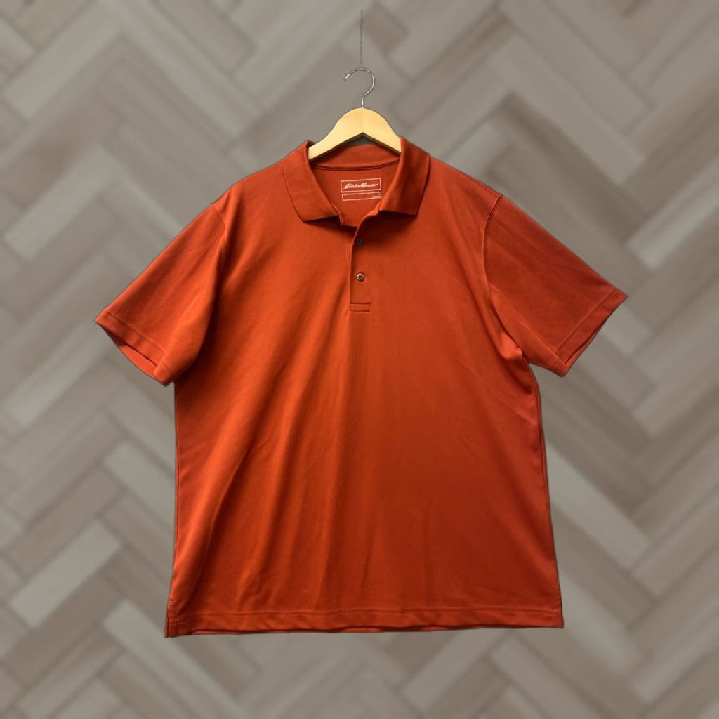 Eddie Bauer Eddie Bauer Polo Shirt Mens Large Fire Brick Collared Short Sleeve - 13910 Regular knit Polyester Outdoor Classic Retro Size US L / EU 52-54 / 3 - 1 Thumbnail