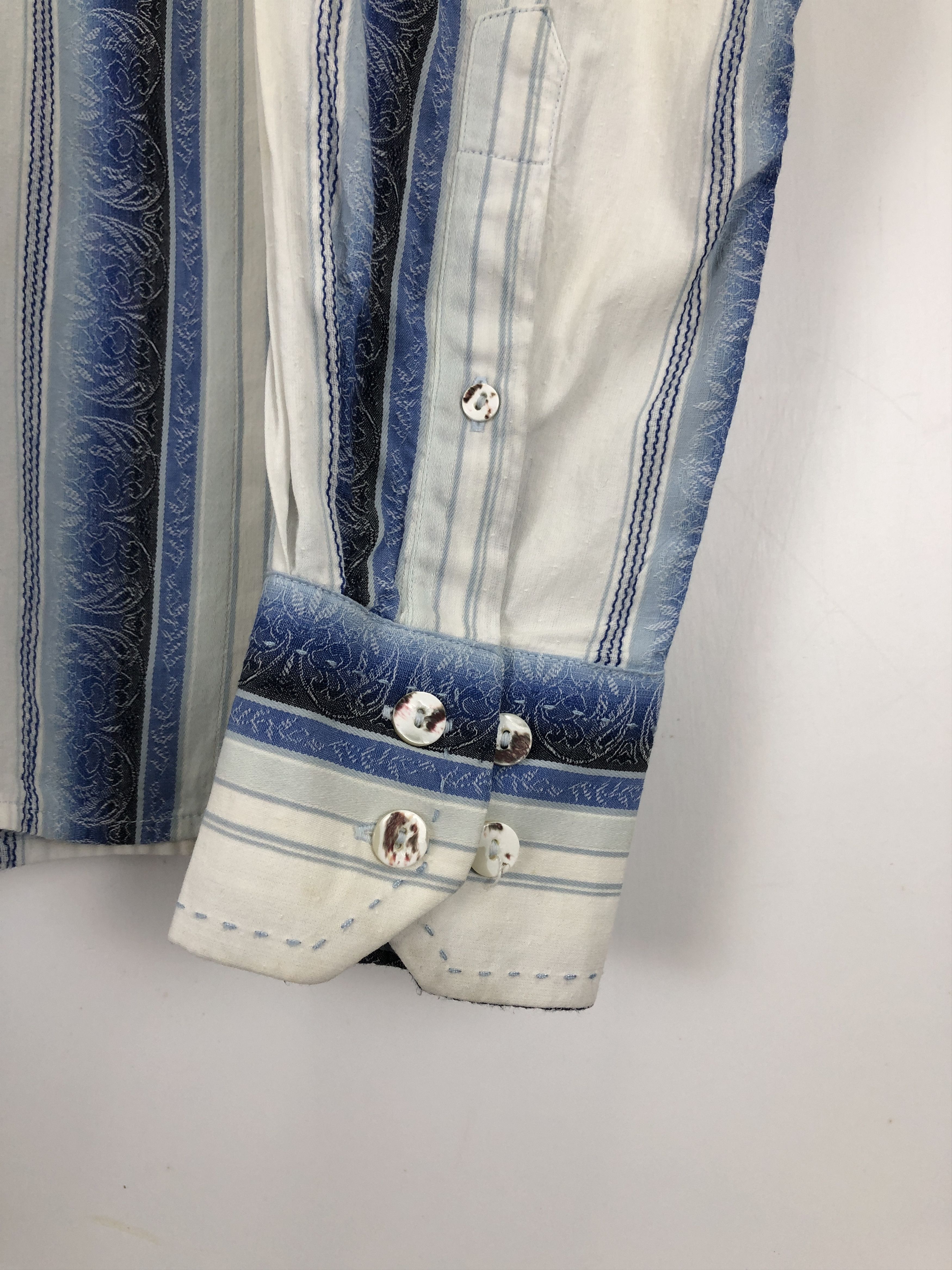 Vintage Vintage Japanese Brand Blue Stripe Western Shirt TA0448 Size US L / EU 52-54 / 3 - 7 Thumbnail