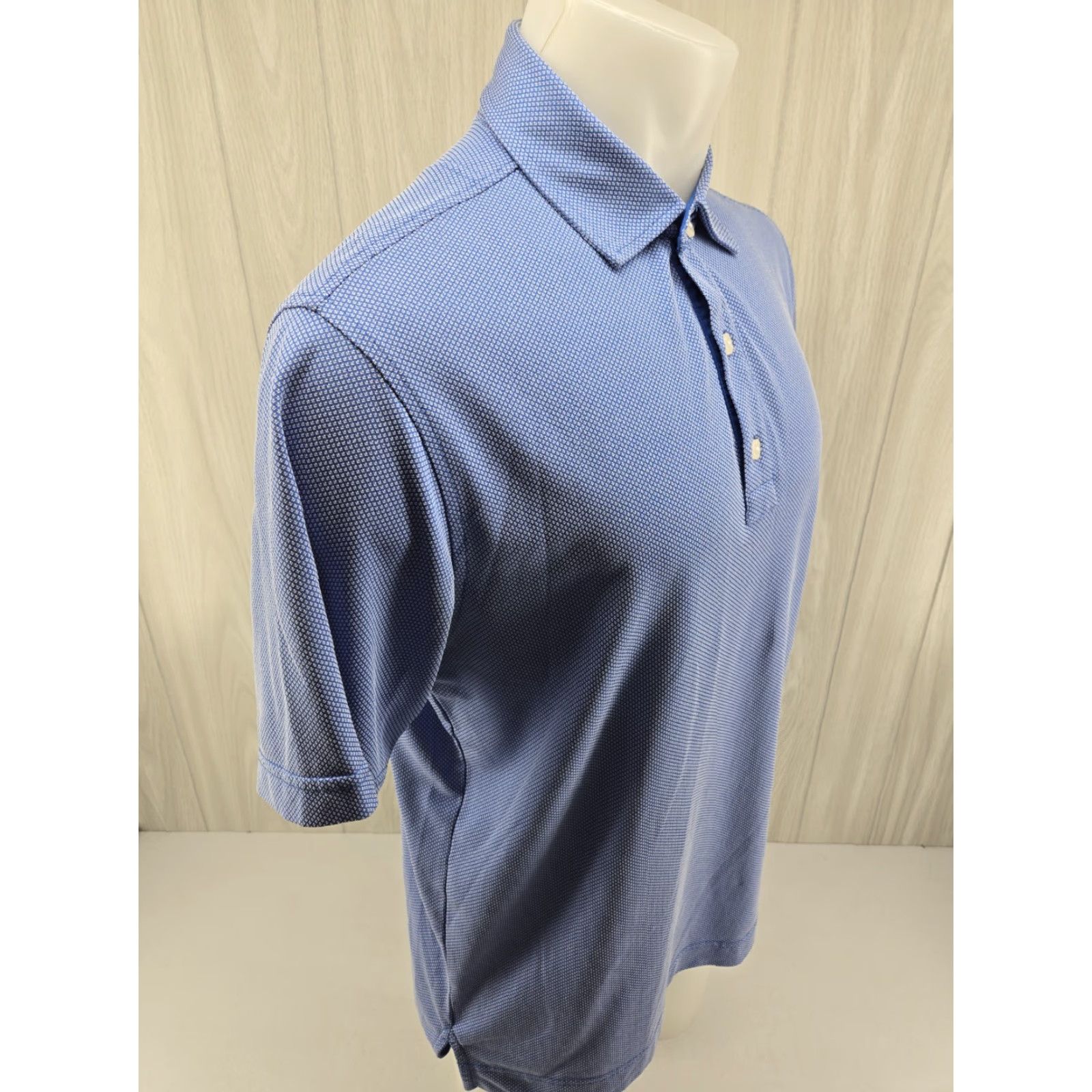 Footjoy FootJoy Polo Shirt Geometric Print Blue Polo Short Sleeve Regular Mens M Blue Geometric Print Sports Golf Tennis Walking Shirt Size US M / EU 48-50 / 2 - 7 Thumbnail