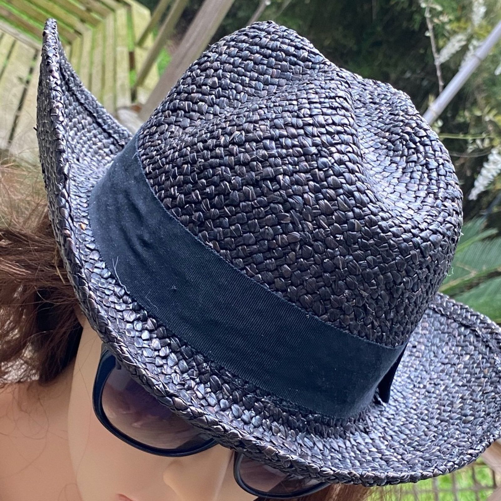 Goods Black Woven Straw Hat Sz L Size ONE SIZE - 4 Thumbnail