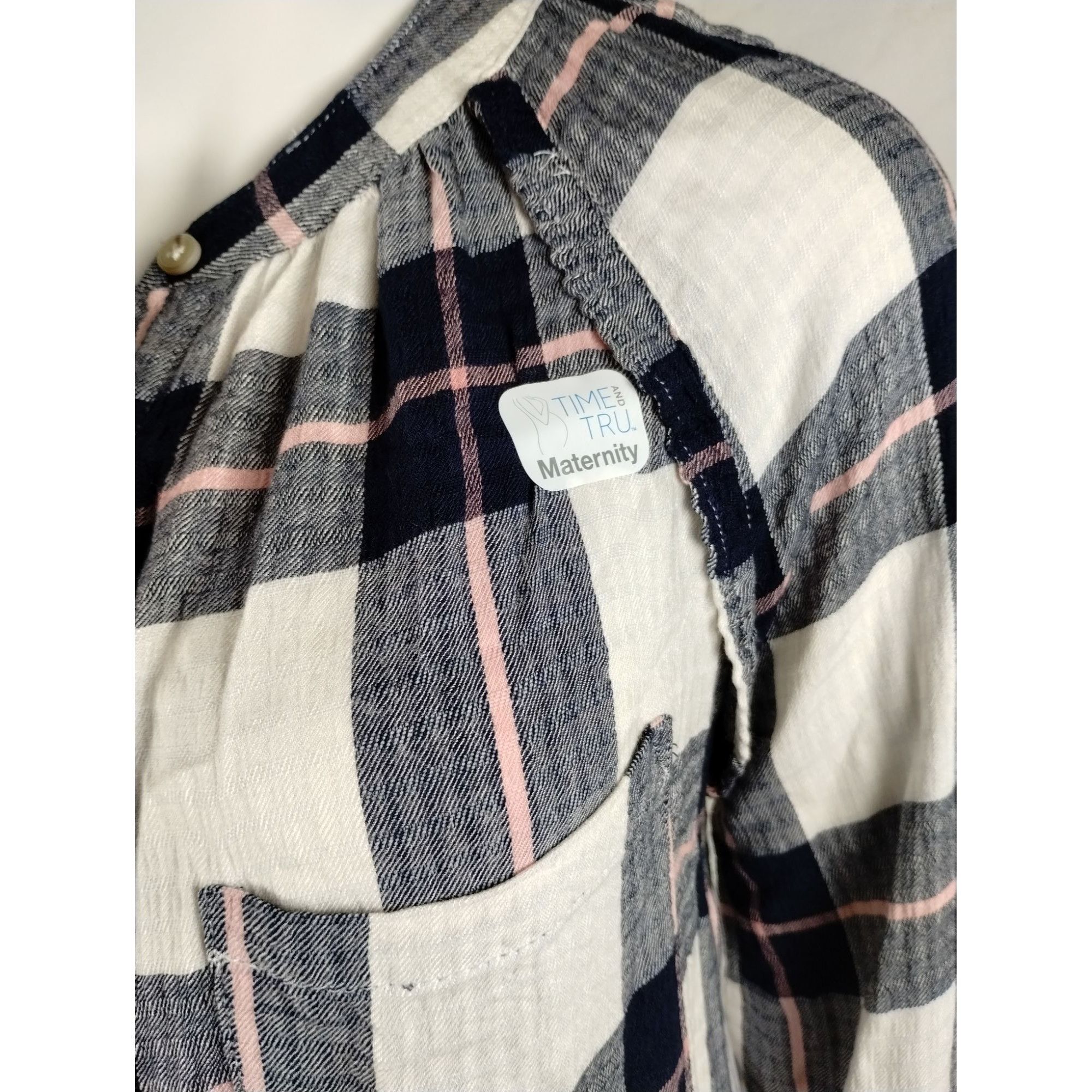 Other Time and Tru Maternity Misses Small Woven Button Up Top Blu Size S / US 4 / IT 40 - 3 Thumbnail