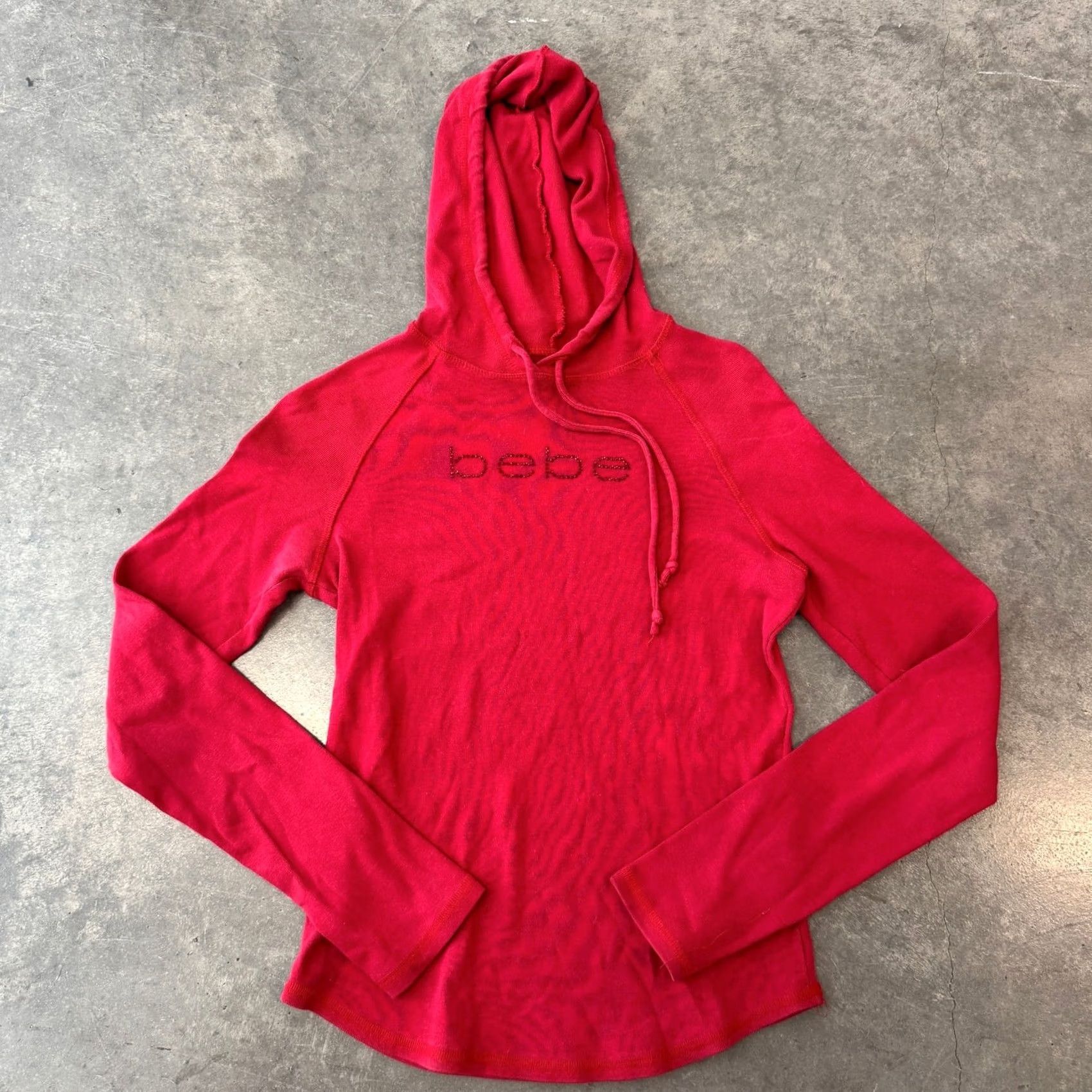 Bebe VINTAGE Bebe Mcbling Rhinestone Hoodie Pullover Sweatshirt Red Longsleeve S Womens Size S / US 4 / IT 40 - 2 Thumbnail