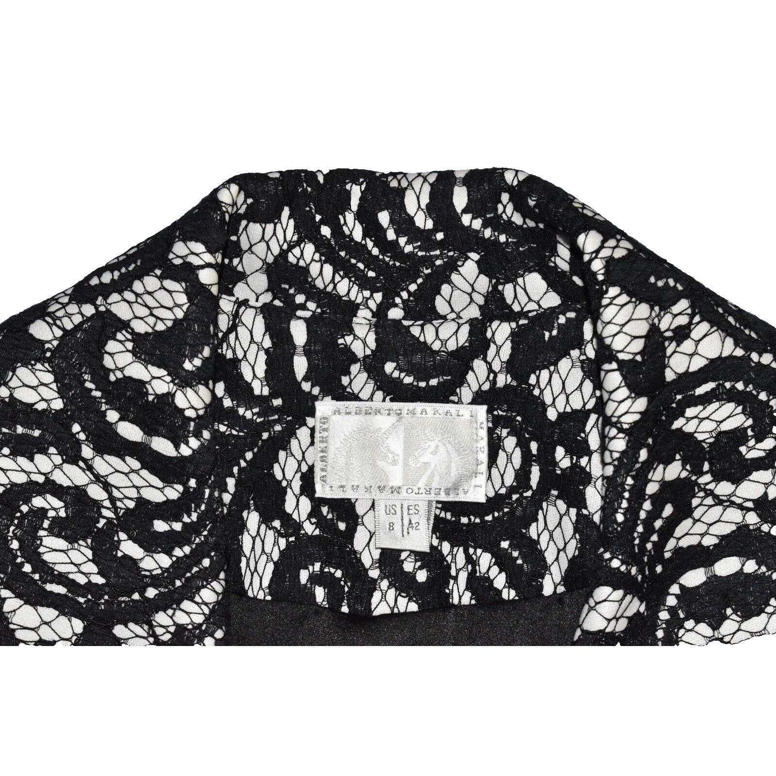 Alberto ALBERTO MAKALI Black White Paisley Lace Pattern Blazer US 8 Size M / US 6-8 / IT 42-44 - 5 Thumbnail