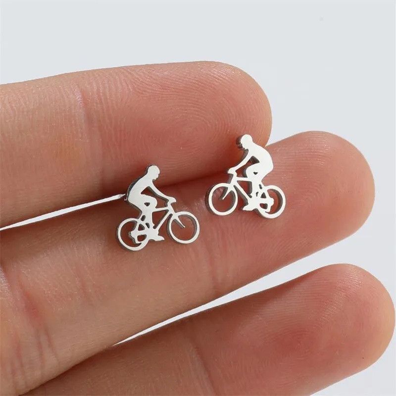 Jewelry Bike Bicycle Mini Stud Earrings Charm Earring Gift Size ONE SIZE - 1 Thumbnail