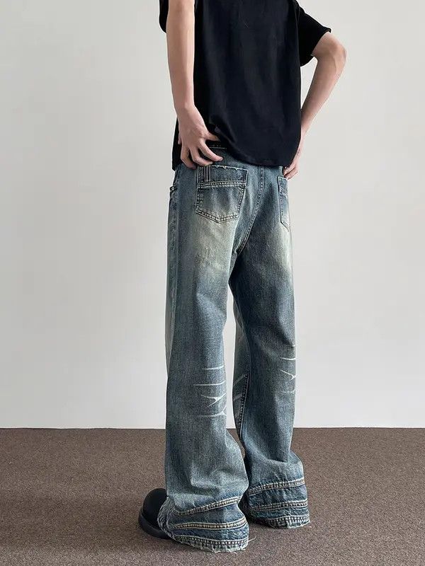 VIBE Blue Stacked Denim Jeans, Flared Baggy Jeans Size US 29 - 4 Thumbnail