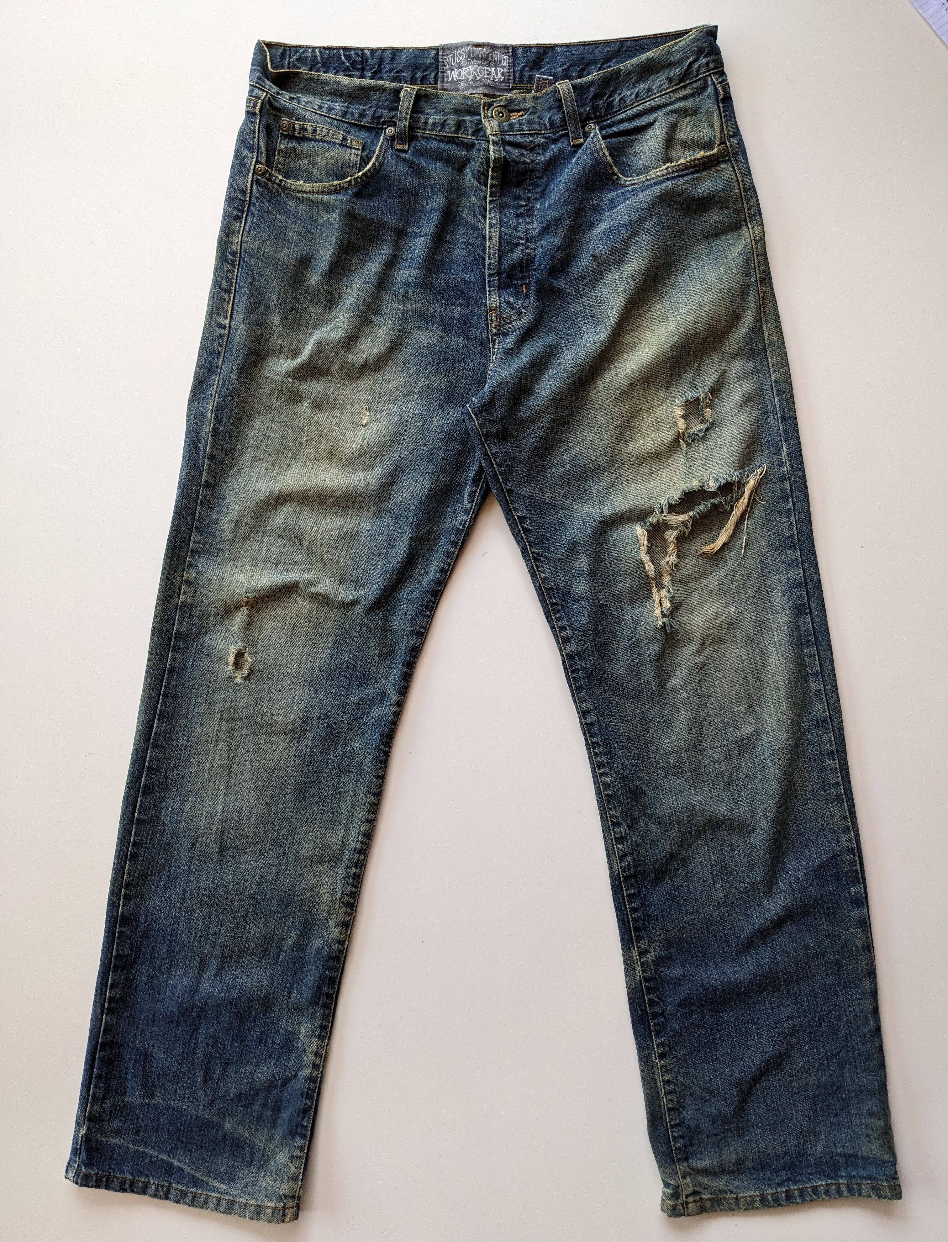 Stussy Vintage Stussy Garment workgear distressed jeans Size US 34 / EU 50 - 1 Thumbnail