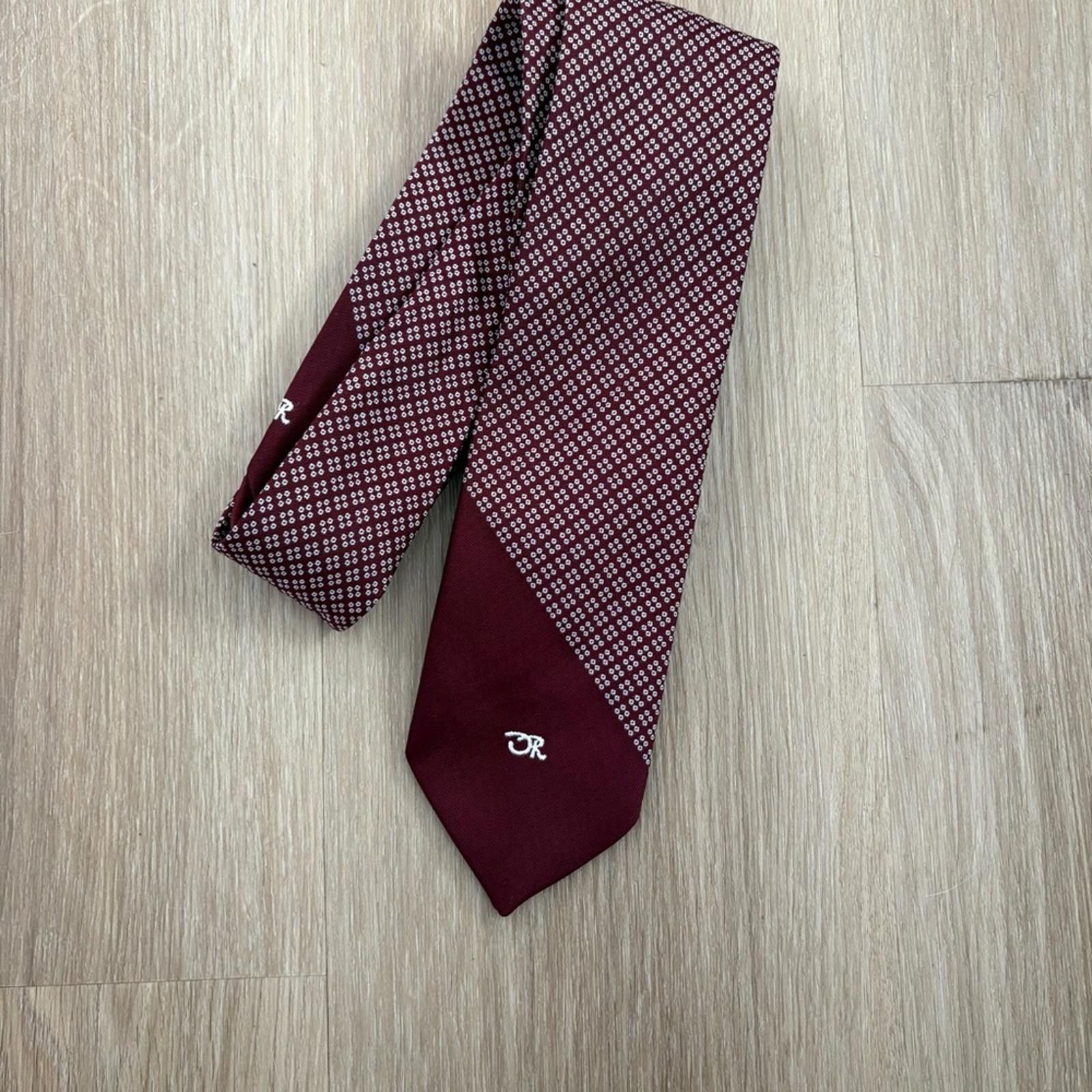 Oscar De La Renta Oscar de la Renta 1970s Vintage Burgundy Geometric Tie Size ONE SIZE - 1 Thumbnail
