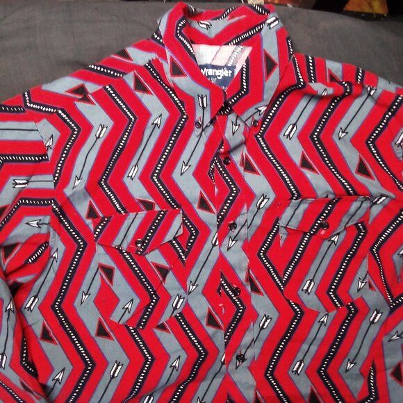 Vintage × Wrangler Vintage Wrangler Zig Zag Arrows Western Button Shirt Size US XXL / EU 58 / 5 - 1 Thumbnail