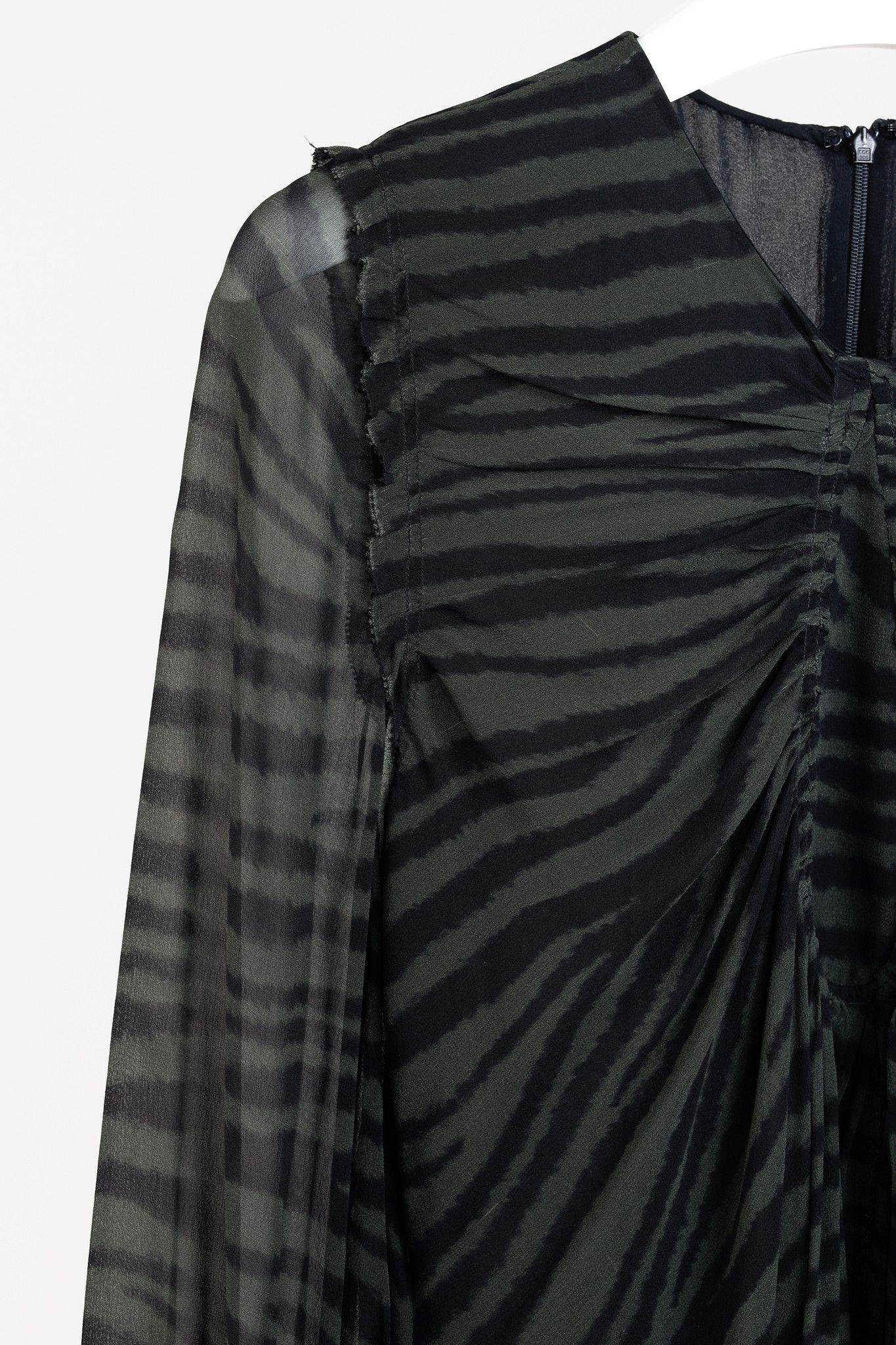 Proenza Schouler Proenza Schouler Green & Black Zebra Silk Long-Sleeve Dress Size M / US 6-8 / IT 42-44 - 5 Thumbnail