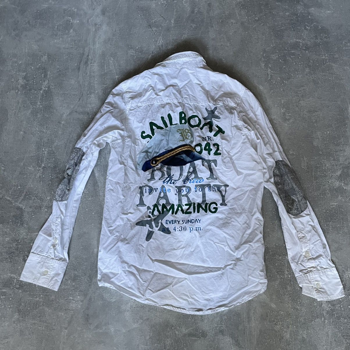 John Galliano John Galliano button sailboat crew boat NEWSPAPER tee SHIRT Size US S / EU 44-46 / 1 - 2 Thumbnail