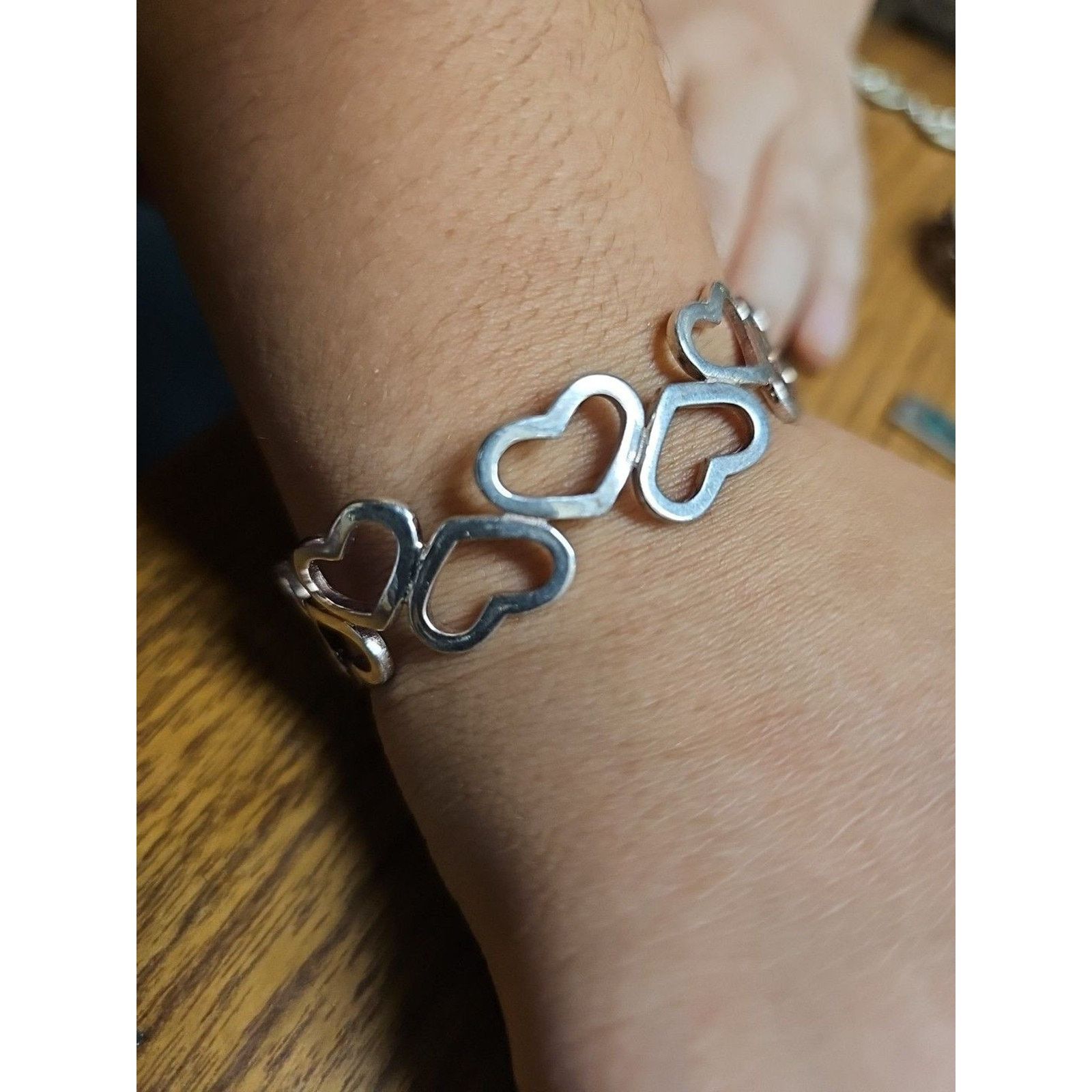 Other Heart Cuff Bracelet, 925 Silver Sterling Heart Jewelry Size ONE SIZE - 1 Thumbnail