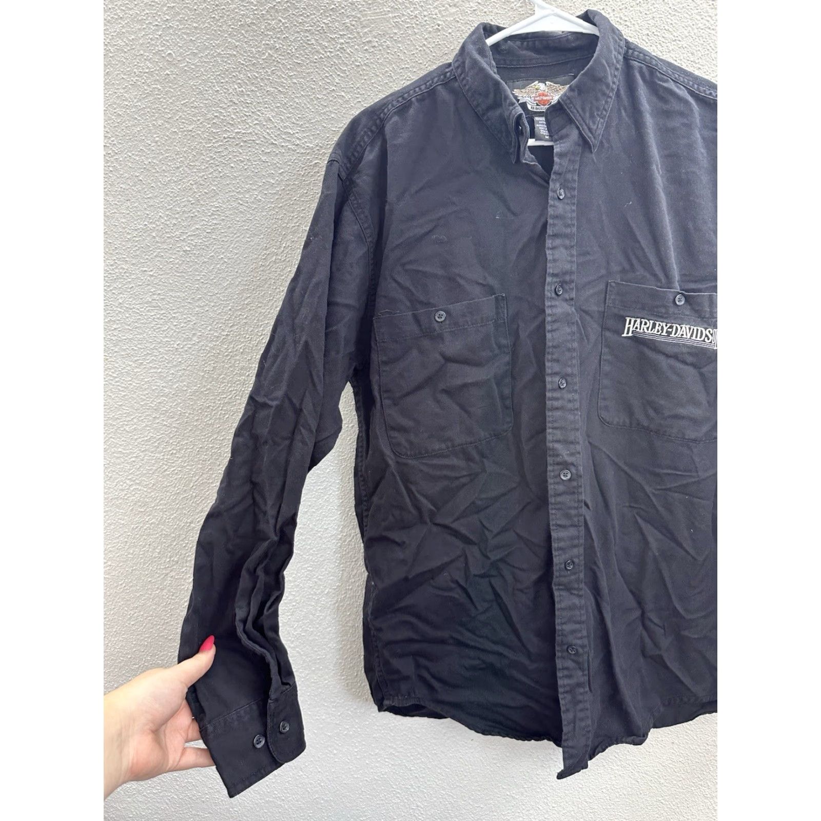 Harley Davidson VINTAGE Harley-Davidson Mens Button-Up Shirt Medium Black Long Sleeve VTG Heavy Cotton Shirt Men Black Long Sleeve Button-Up Size US M / EU 48-50 / 2 - 2 Thumbnail