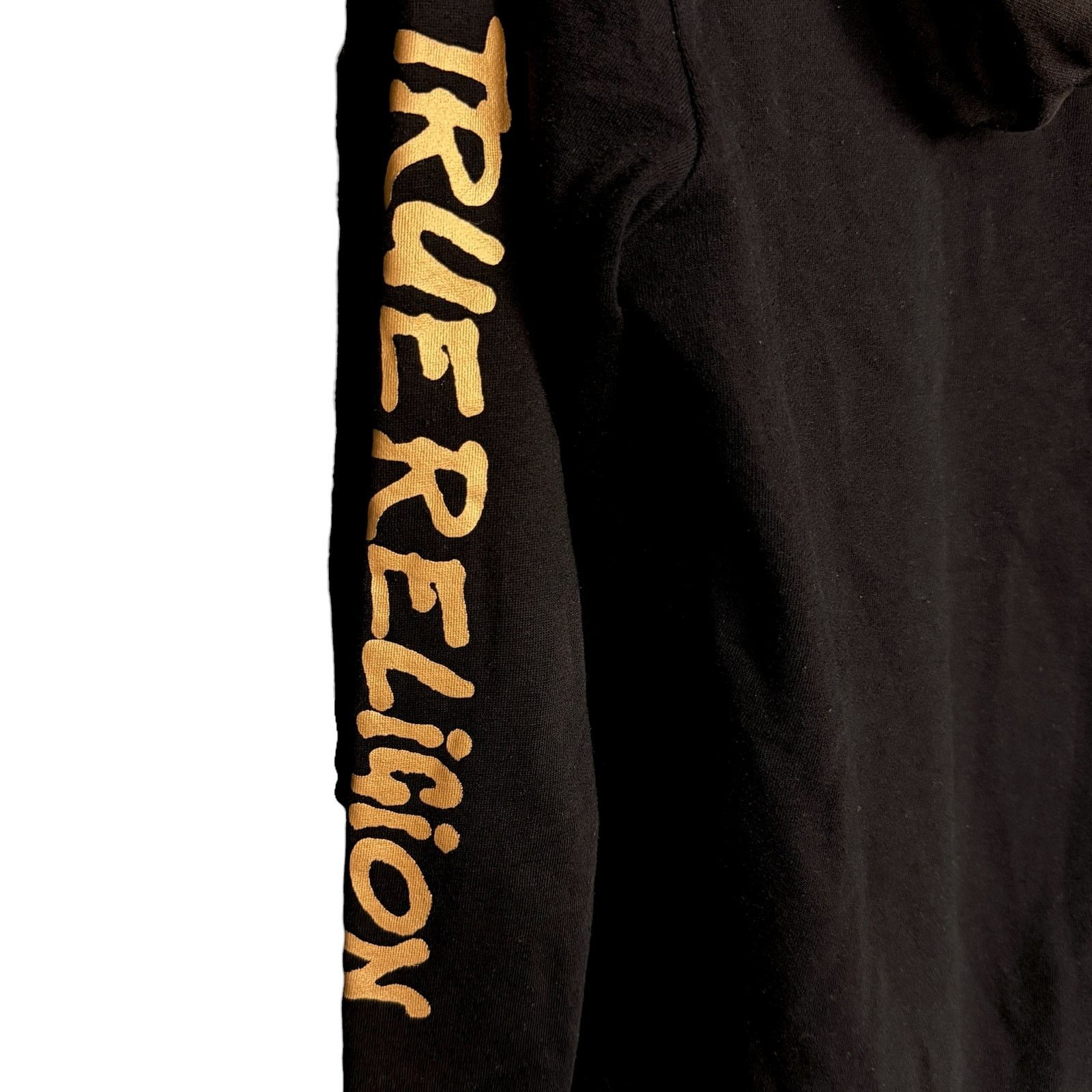 True Religion True Religion Men's M Black Gold Arm Spell Out Logo Hoodie Size US L / EU 52-54 / 3 - 3 Thumbnail