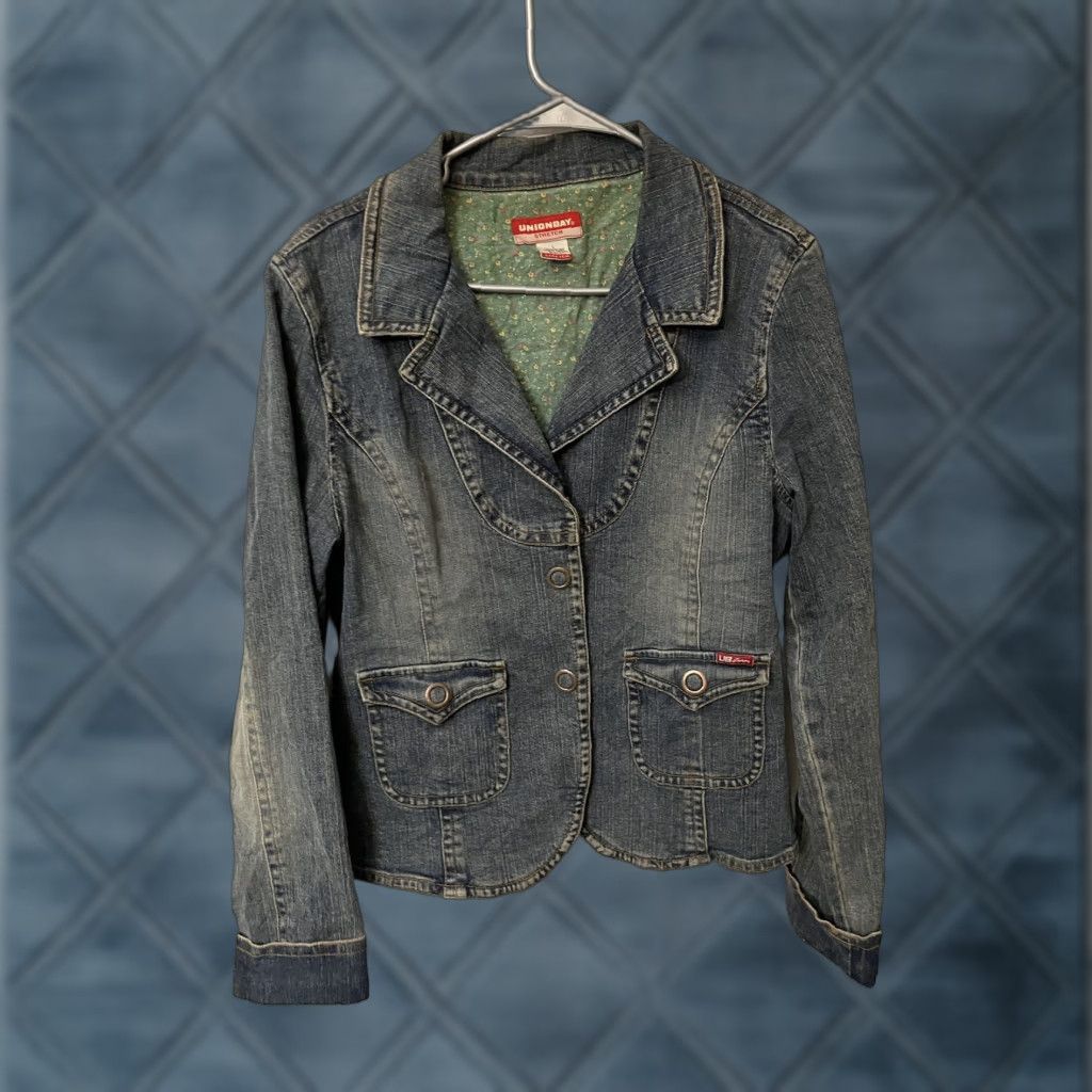 Vintage VINTAGE Union Bay Women’s Denim Jacket Short Blue 100% Cotton 90s Distressed Casual Jacket Womens L Size L / US 10 / IT 46 - 1 Thumbnail