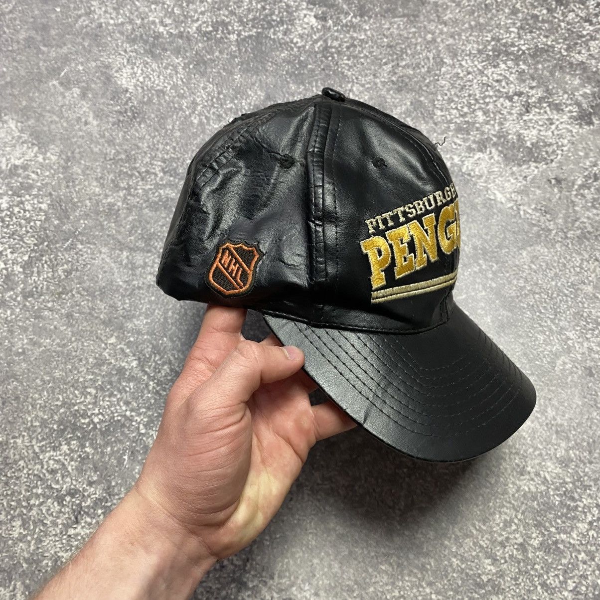 NHL × Sports Specialties × Vintage VTG 90’s Pittsburgh Penguins NHL Specialties leather Cap Size ONE SIZE - 3 Thumbnail