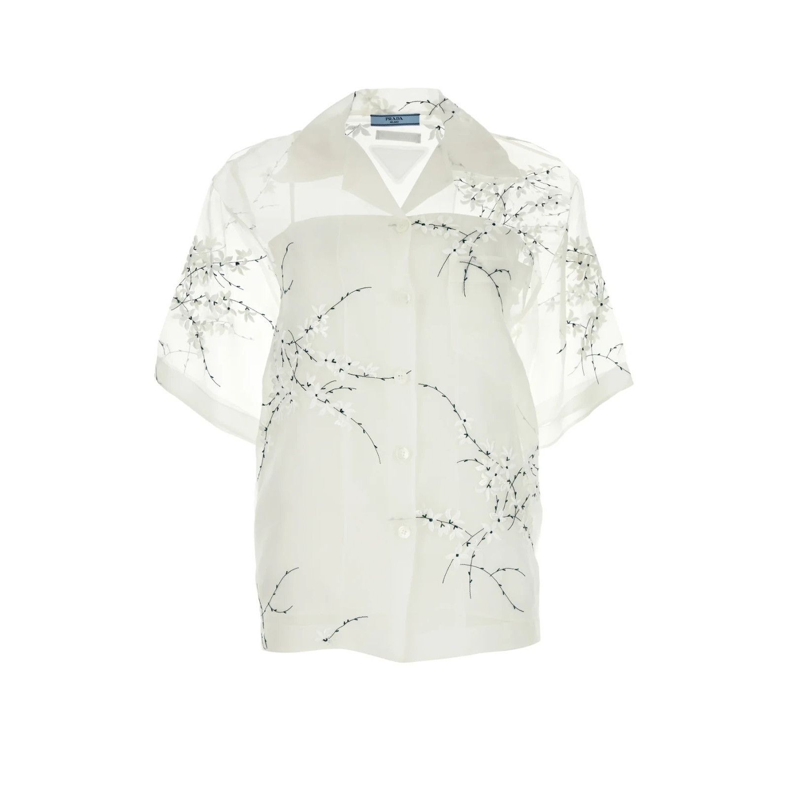 Prada PRADA White Silk Blend See-Through Shirt New & Authentic (Wo Size S / US 4 / IT 40 - 1 Thumbnail