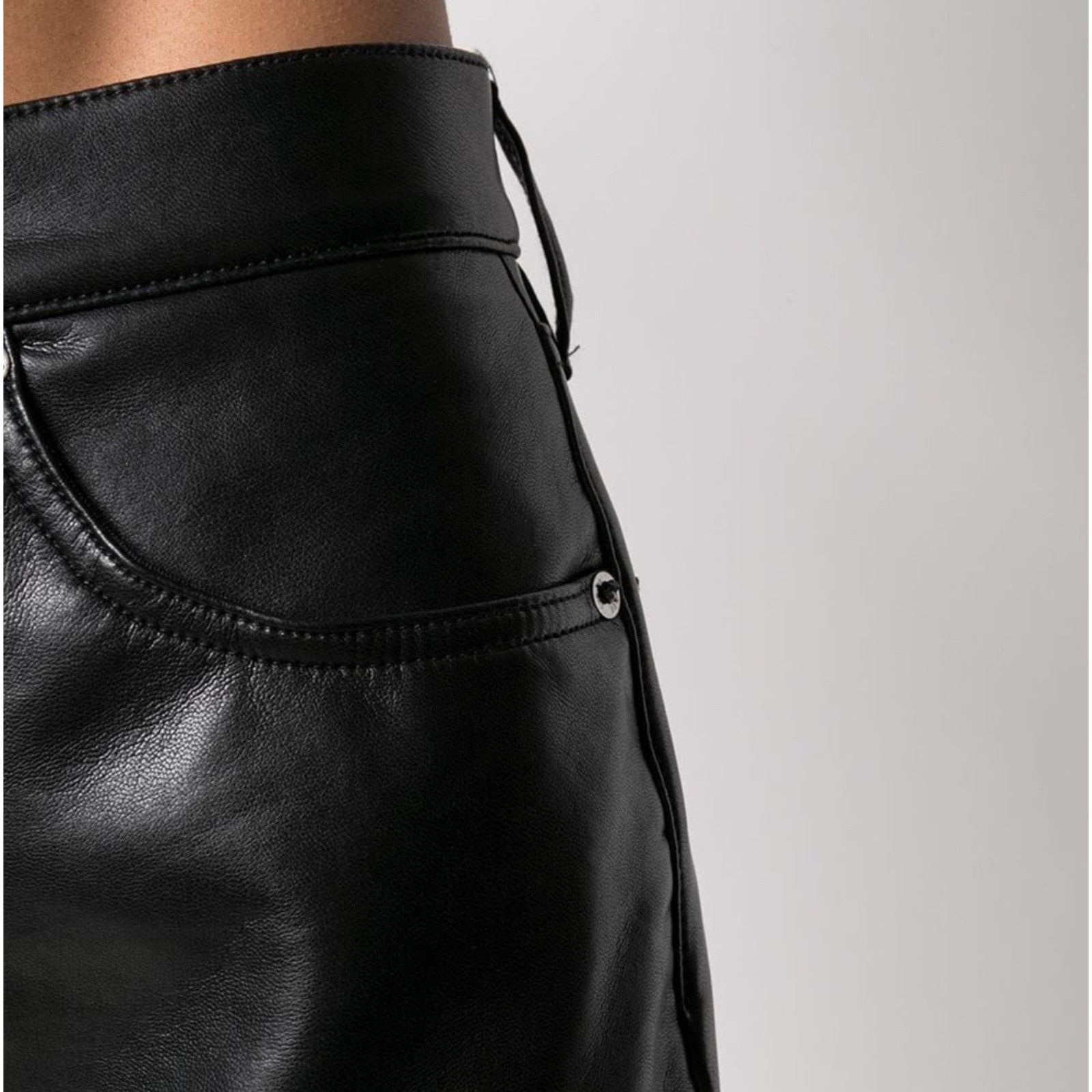 Agolde AGOLDE Recycled Leather 90's Pinch Waist Pants A164-1285 USA Size 29" - 3 Thumbnail