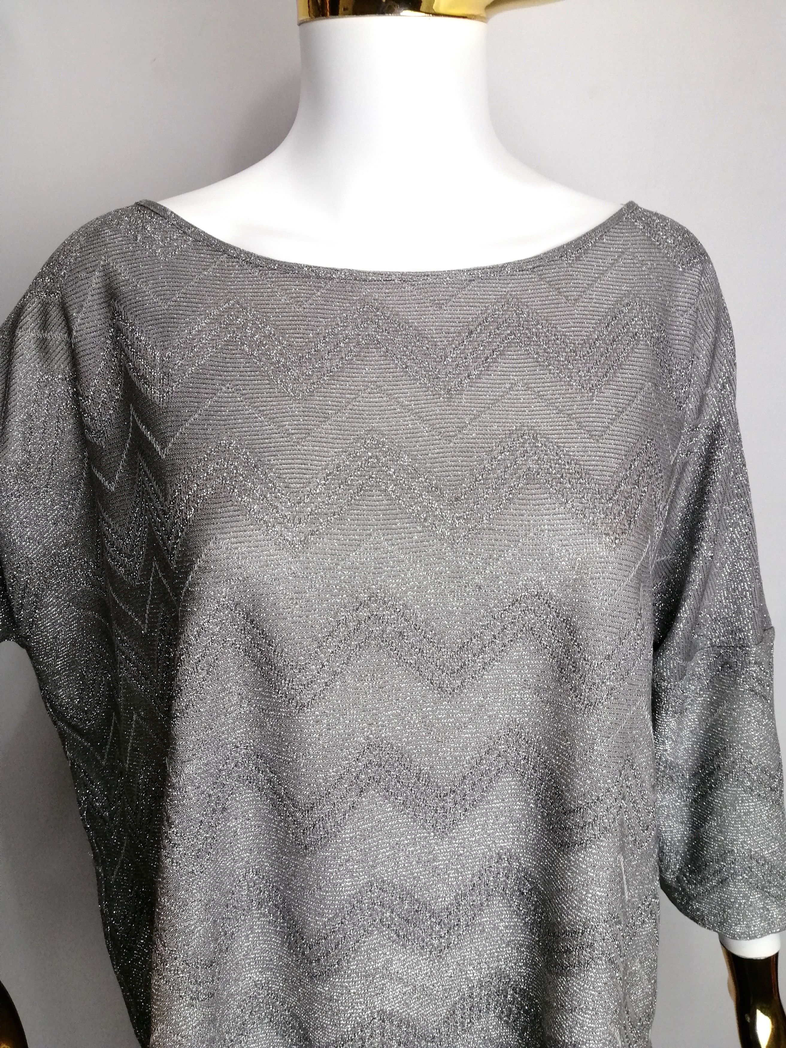 Missoni M MISSONI women’s zigzag silver metallic top Size ONE SIZE - 2 Thumbnail