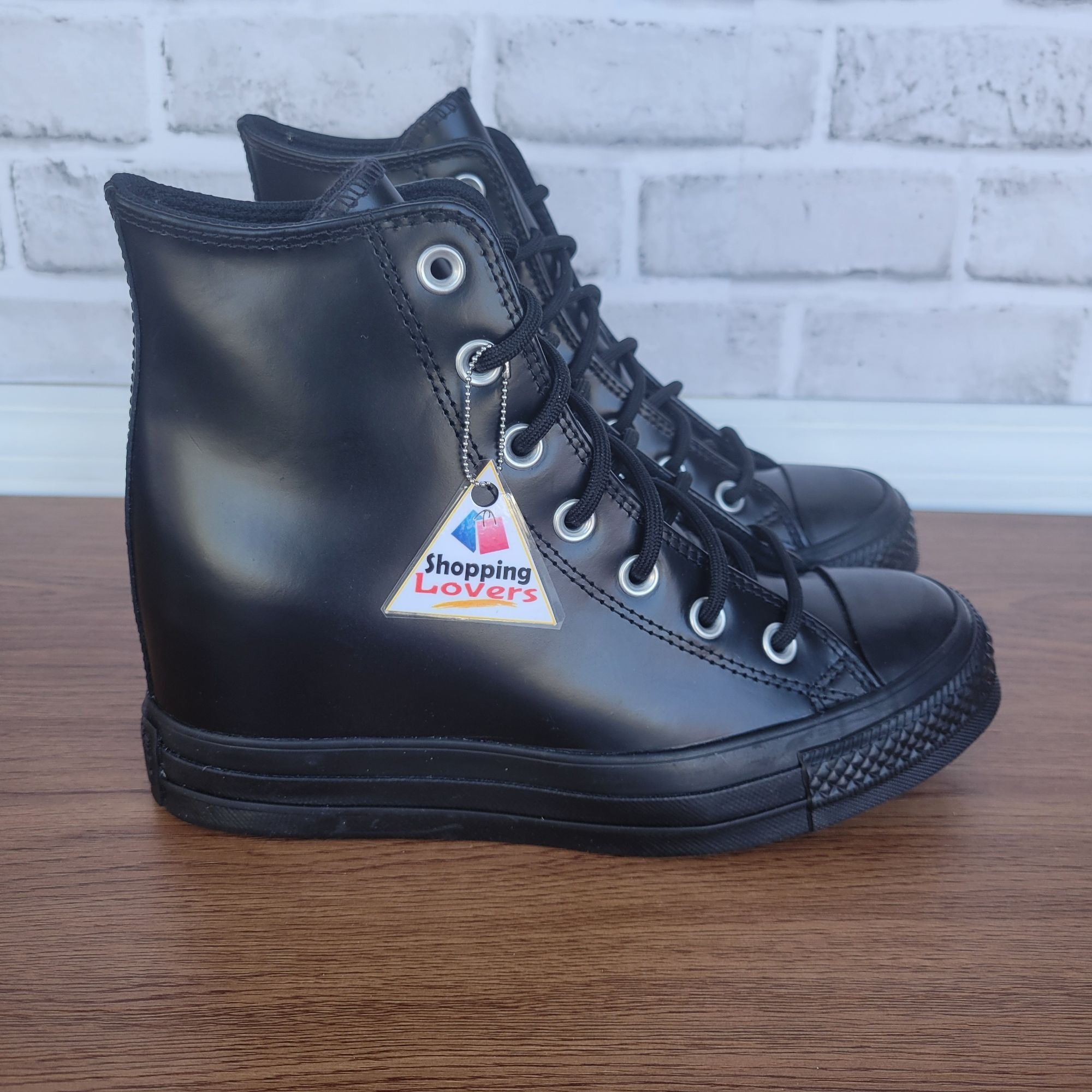 Converse ⭐Converse Chuck Taylor All Star Wedge Platform 7.5 Patent Le Size US 7.5 / IT 37.5 - 12 Thumbnail