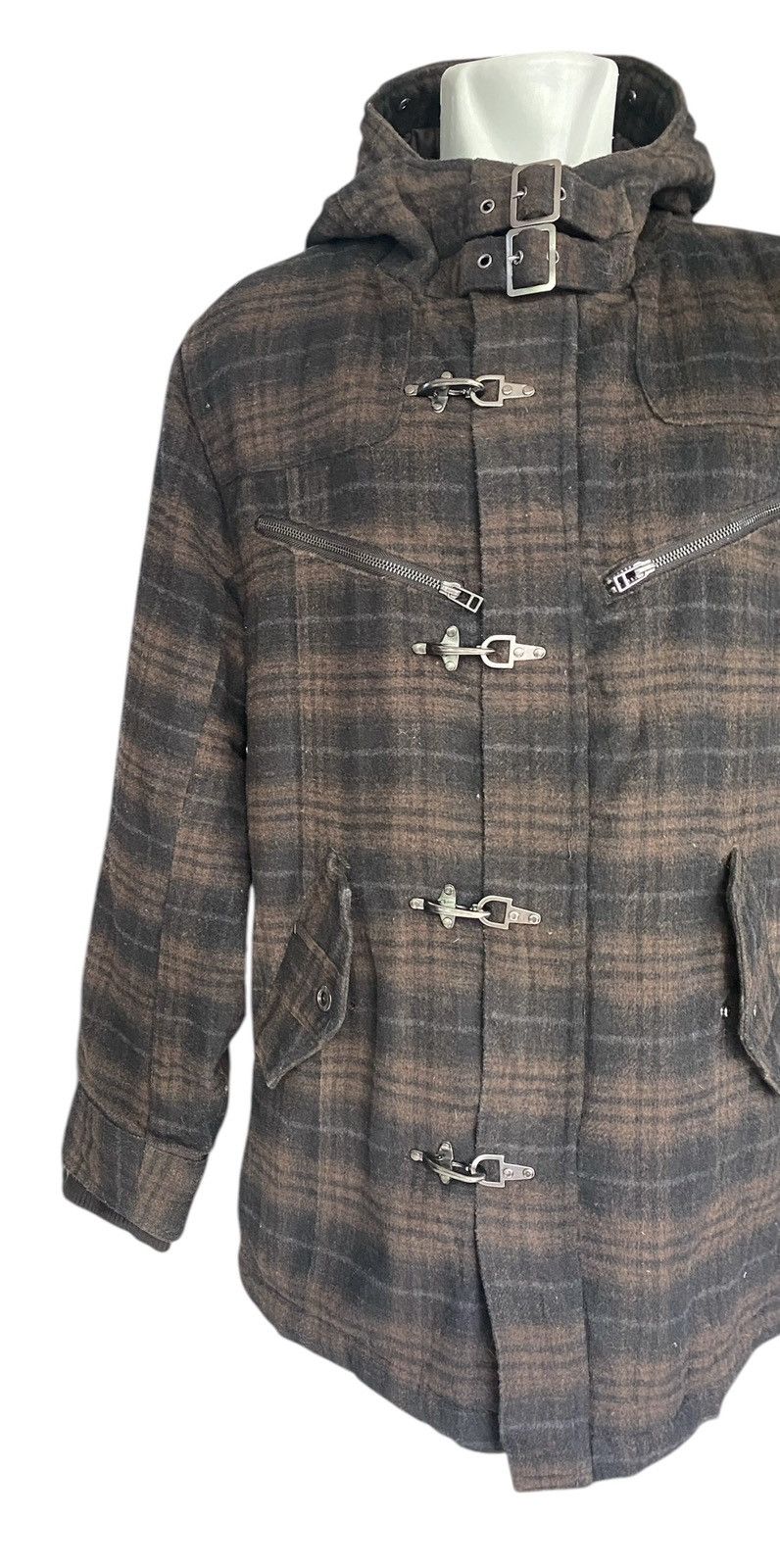 Japanese Brand Vintage CREATE BAREFOOT Plaid Wool Hoodie Jacket Size US XL / EU 56 / 4 - 9 Thumbnail