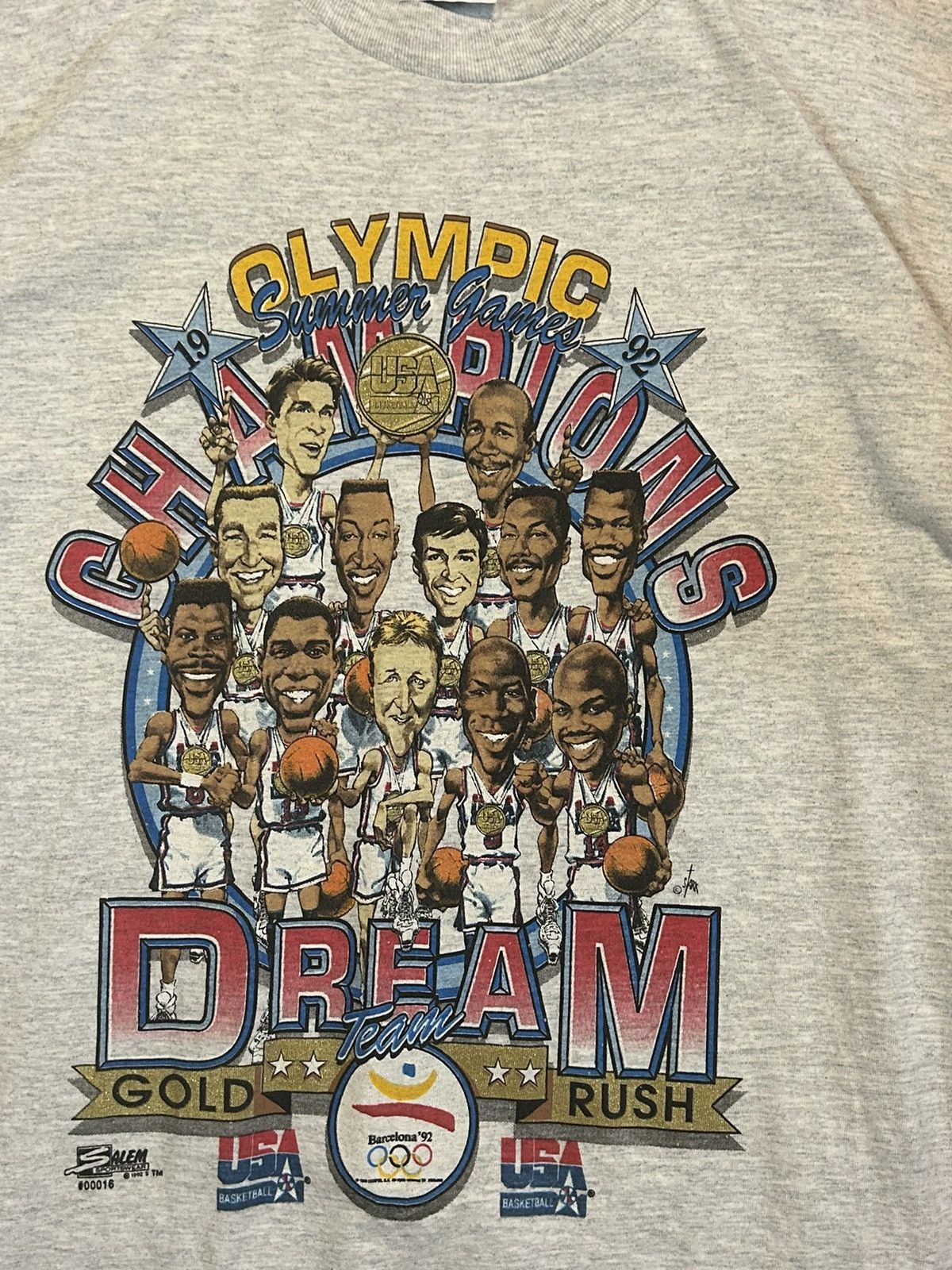 1992 Dream Team USA Olympic Gold Medal Salem Caricature NBA - Main Image