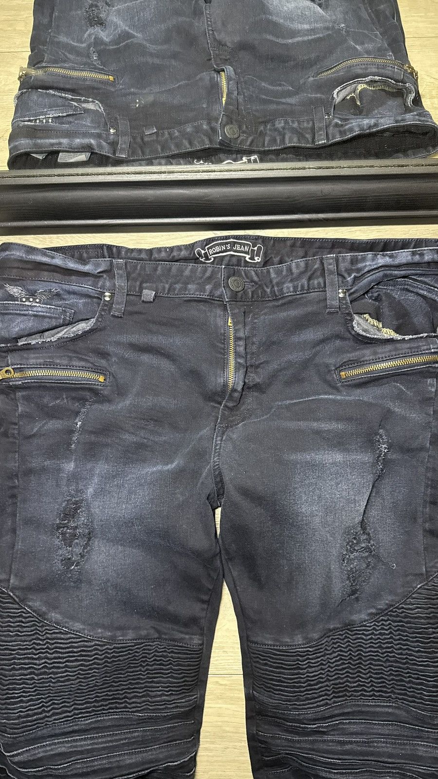 Robins Jeans Y2K 2000s Robin’s Biker Jeans Slim Straight Indigo Black Size US 38 / EU 54 - 5 Thumbnail