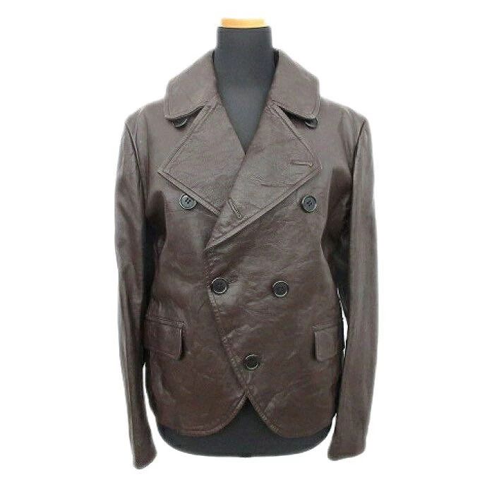 Y's Y's Leather jacket in brown asymmetric design jacket Size US L / EU 52-54 / 3 - 1 Thumbnail
