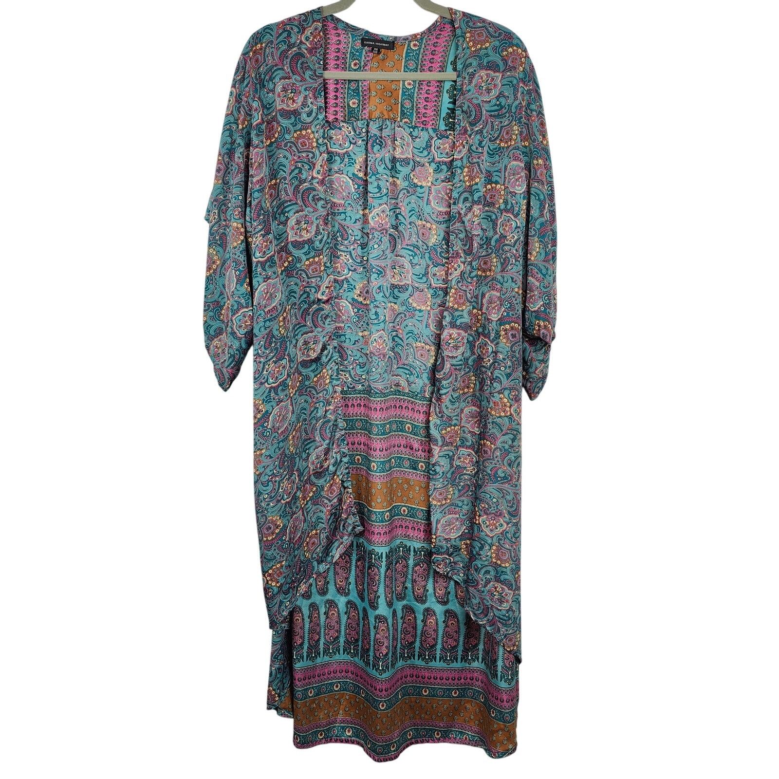Other Karma Highway Duster Cardigan Womens One Size Blue Paisley Size ONE SIZE - 1 Thumbnail