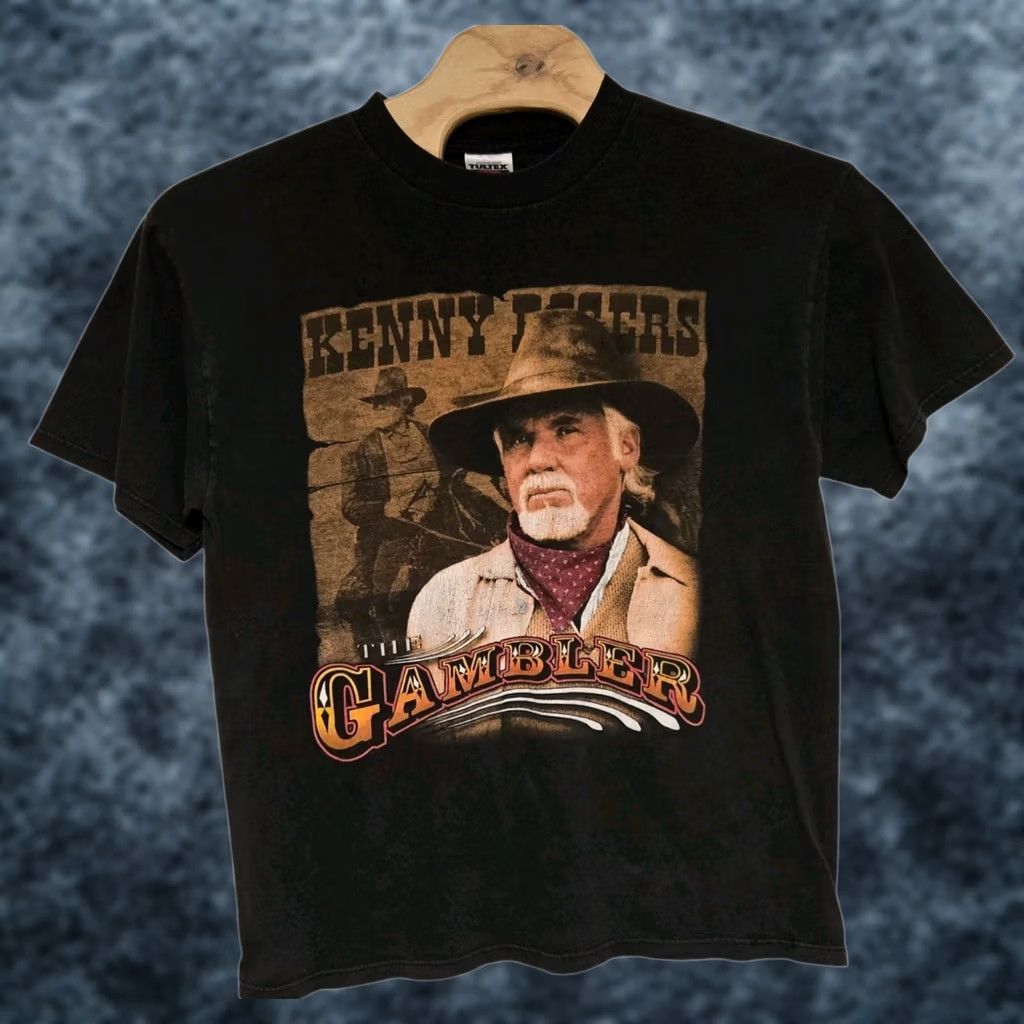 Vintage VINTAGE 90s KENNY ROGERS THE GAMBLER MOVIE PROMO T-Shirt XL Black Mens Concert Shirt Size US XL / EU 56 / 4 - 1 Thumbnail