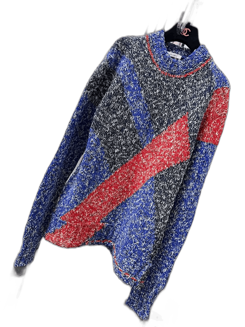 Celine Colorful Geometric Knit Sweater Dress