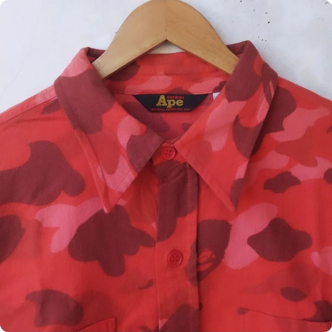 Bape Vintage BAPE Red Camo Long Sleeve Button Shirt Size US M / EU 48-50 / 2 - 4 Thumbnail