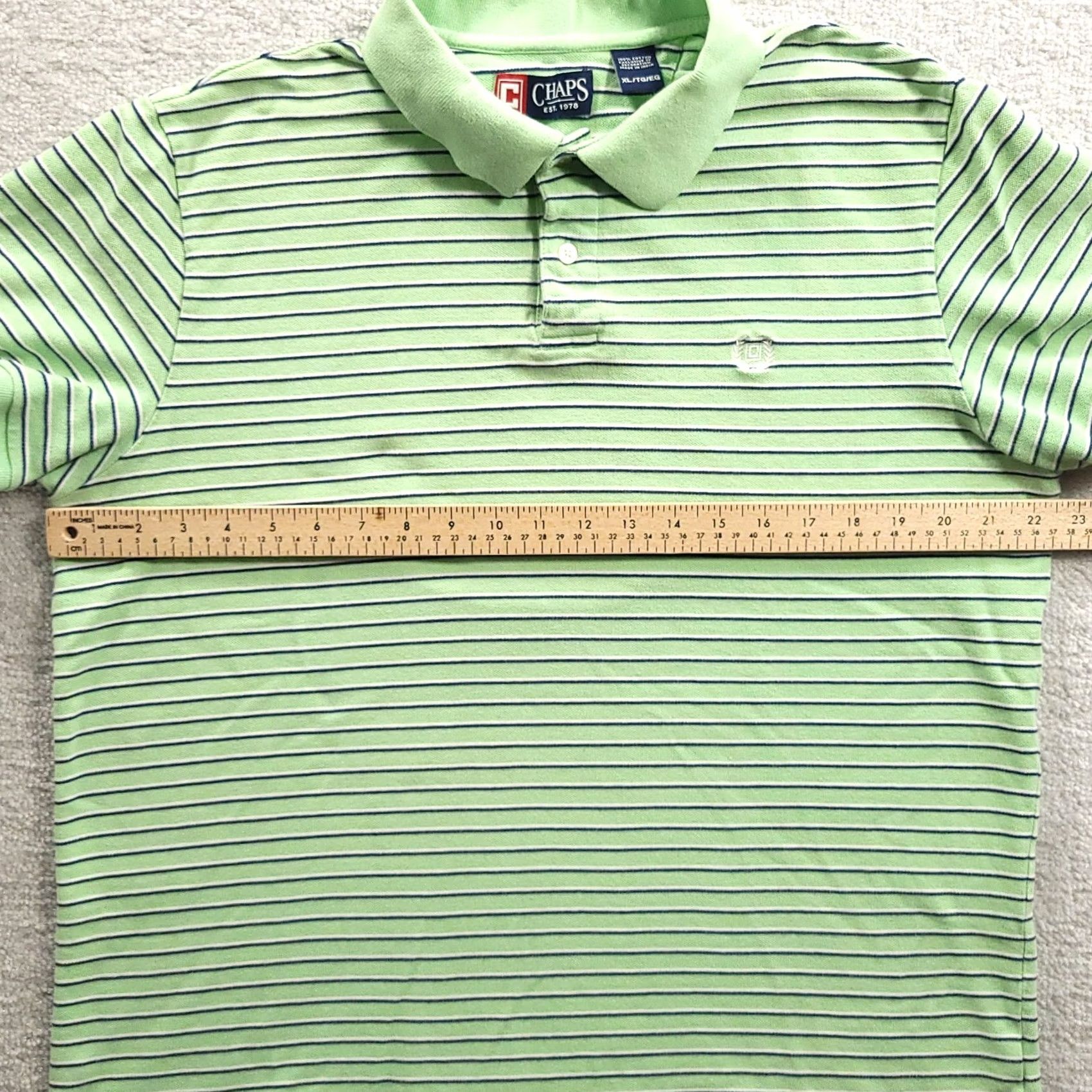 Chaps VINTAGE Chaps Polo Shirt Mens XL Green Stripe Short Sleeve Easy Care Stretch Collared Size US XL / EU 56 / 4 - 4 Thumbnail