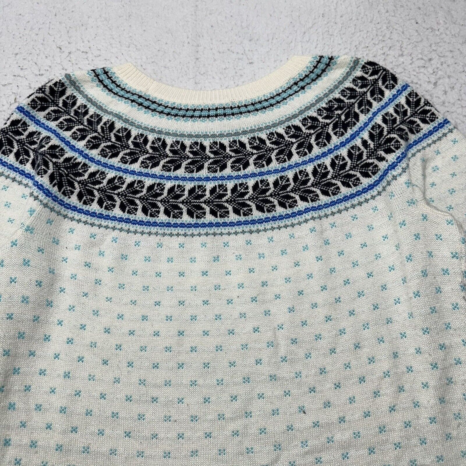 Other Talbots Large Fair Isle Lambs Wool Sweater White Blue Size L / US 10 / IT 46 - 10 Thumbnail