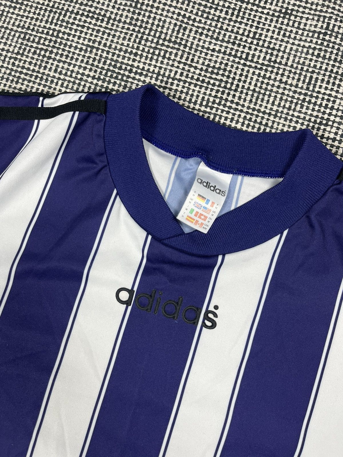 Adidas × Vintage 90s adidas soccer jersey purple stripes blokecore Size US M / EU 48-50 / 2 - 3 Thumbnail