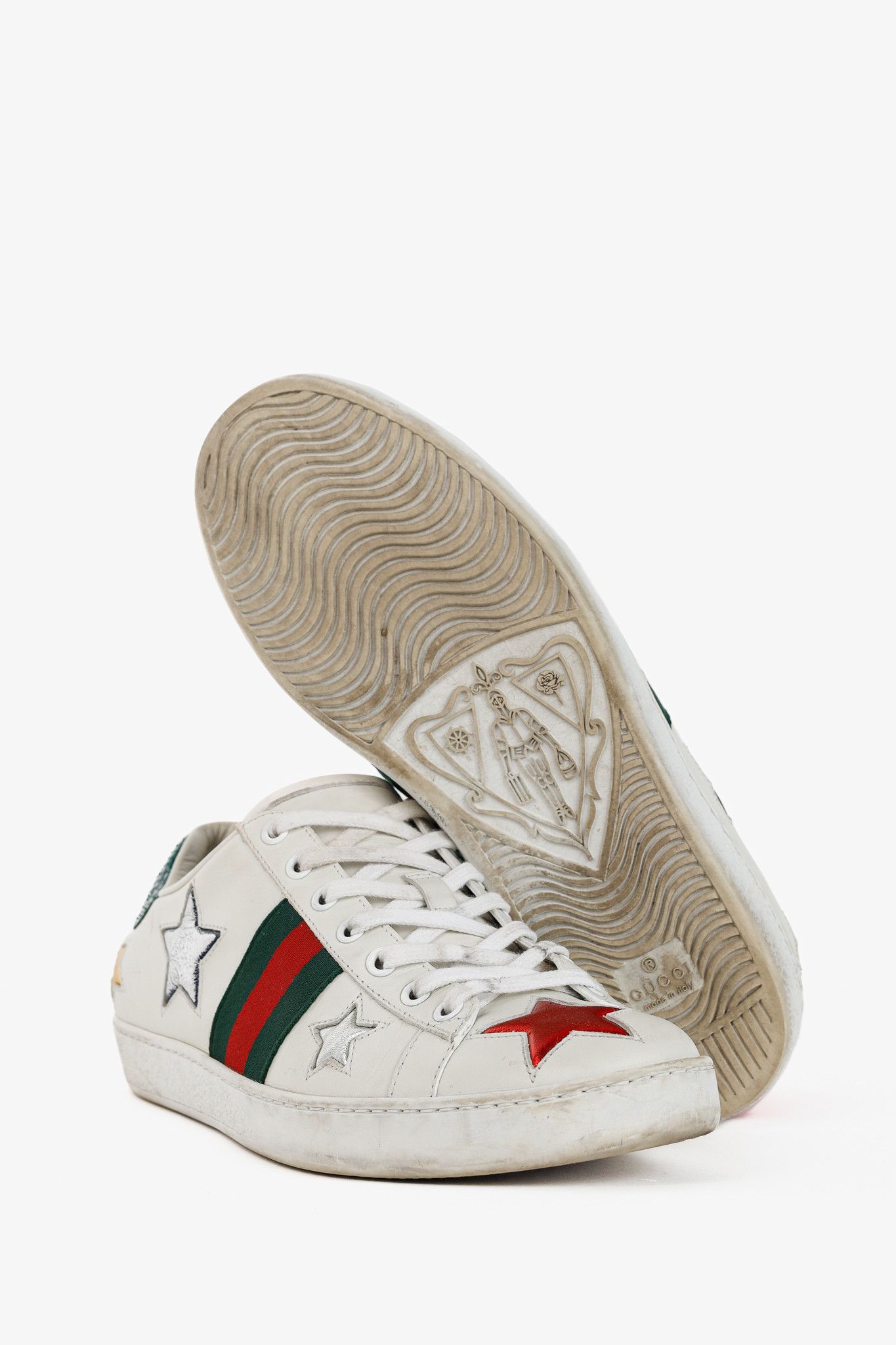 Gucci Gucci Ace Stars White Leather Low-Top Sneakers Size US 8 / IT 38 - 4 Thumbnail