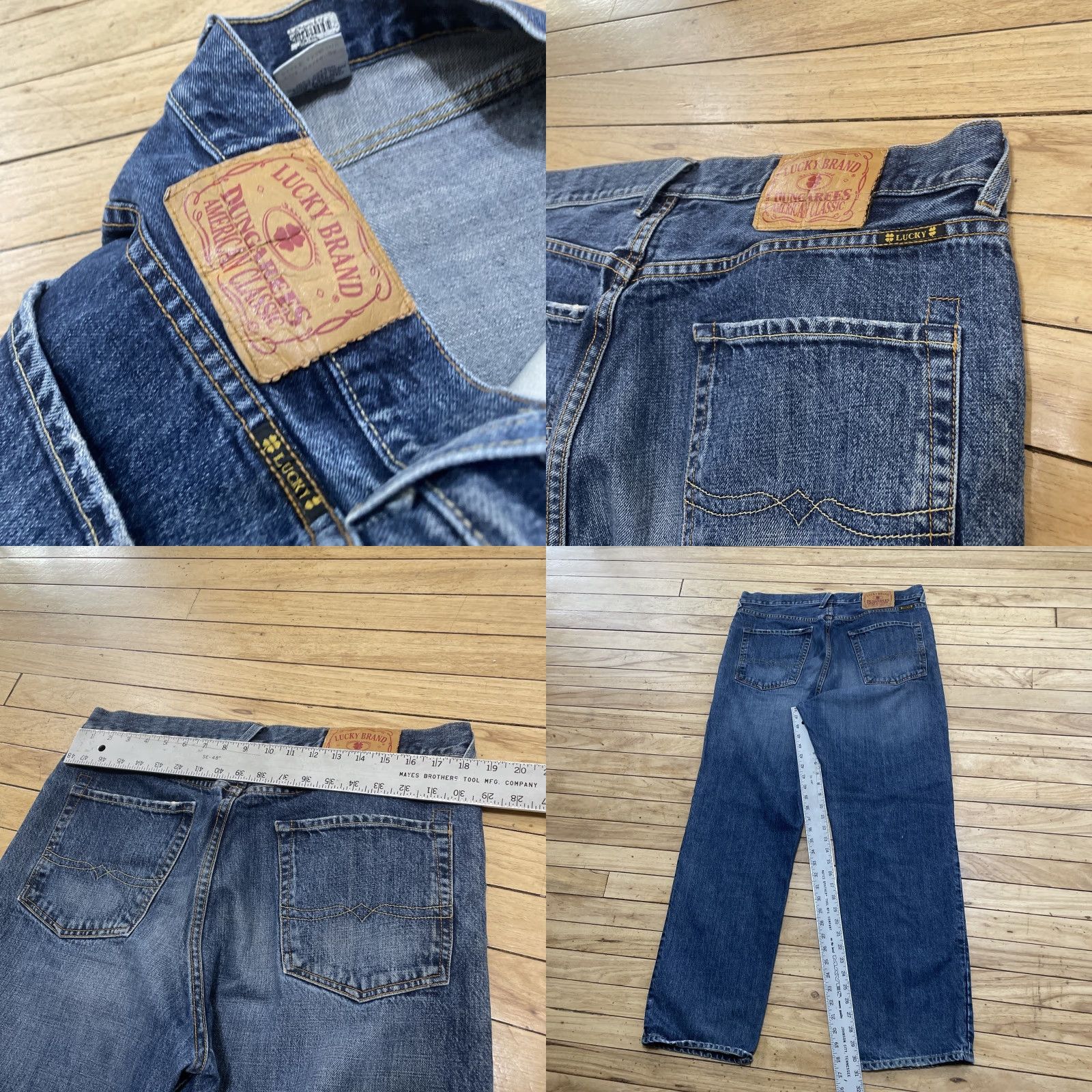 Lucky Brand VINTAGE Lucky Brand Jeans 36 X 32 Straight Rivet Fly Made USA Dungarees TV Movie Men Jeans Blue 5-Pocket Design USA Theme Y2K Streetwear Whiskers Mens Size US 36 / EU 52 - 9 Thumbnail