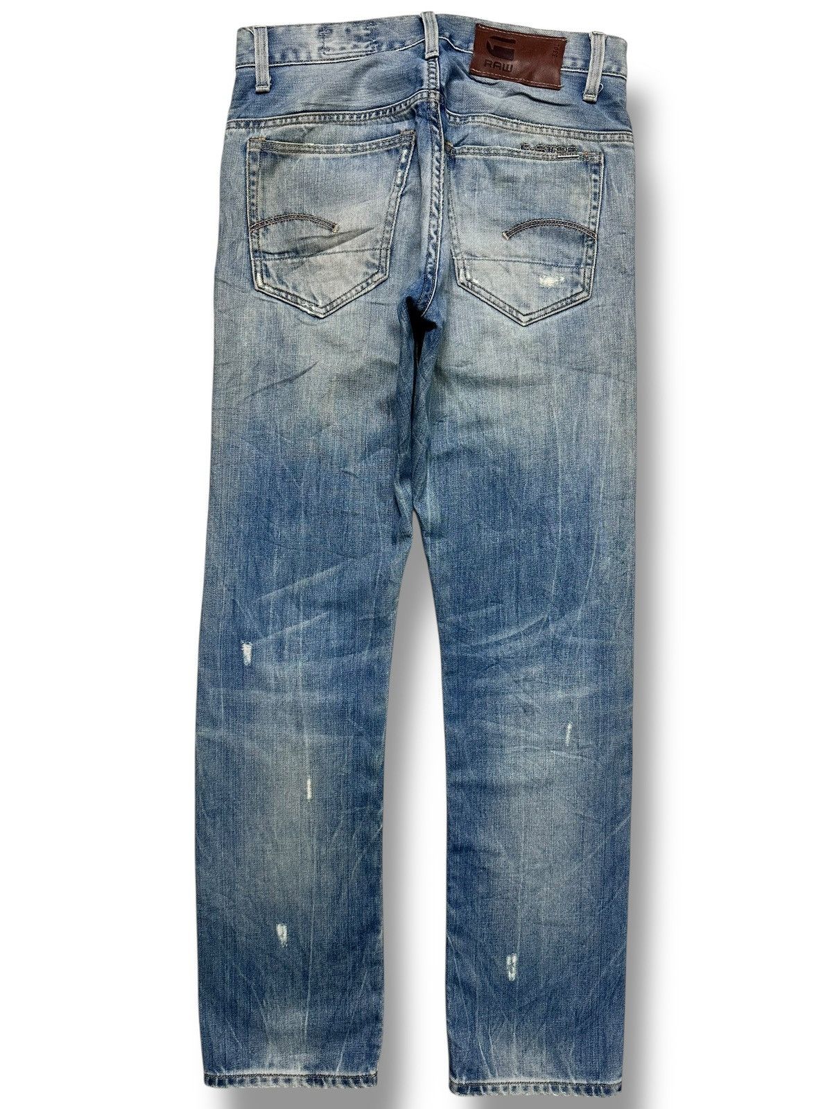 G-Star G-Star Raw 3301 Slim Fit Distressed Denim Jeans Faded Wash Size US 31 - 3 Thumbnail