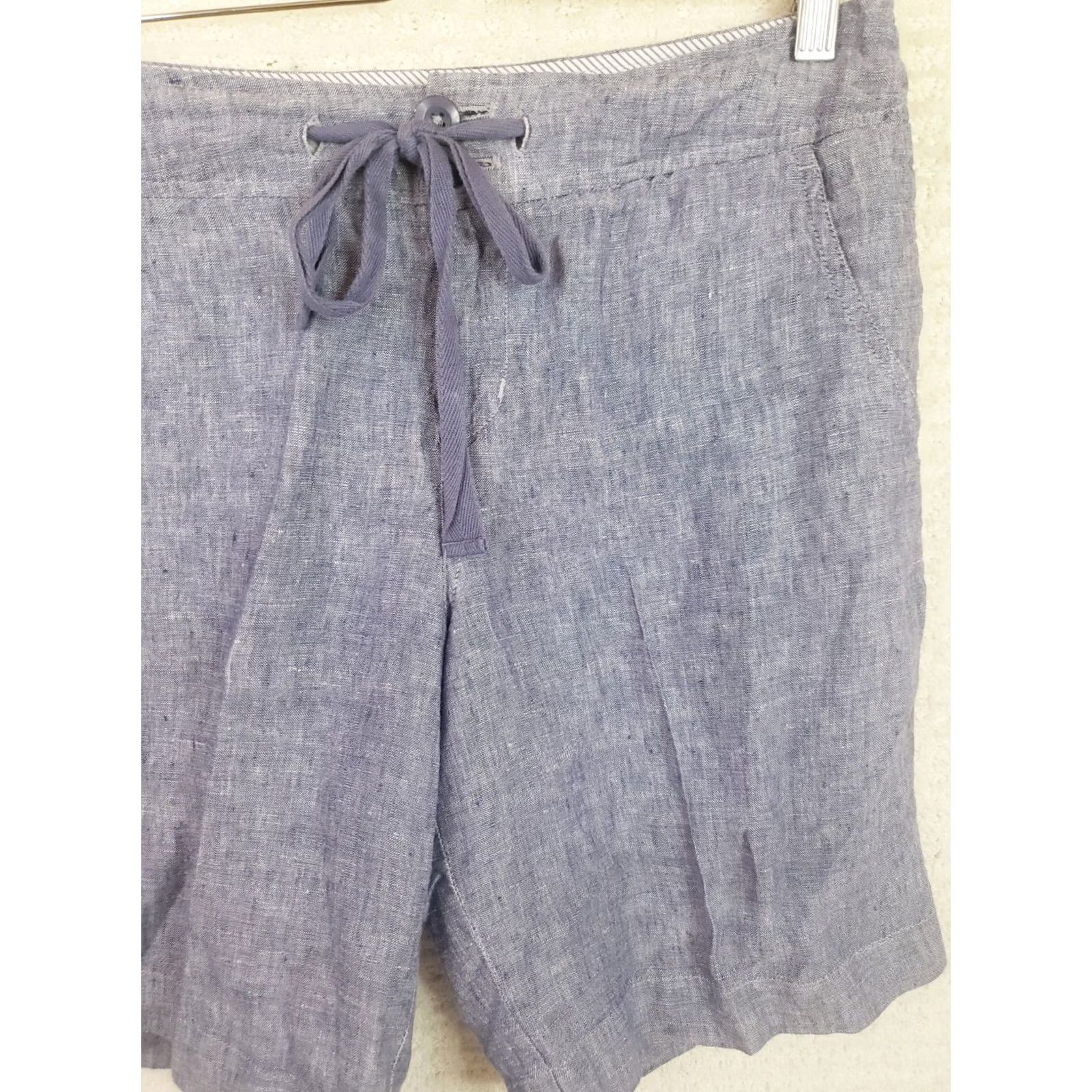 Jones New York Jones New York 100% Linen Coastal Chambray Shorts Womens Sz 4 Blue Drawstring 9" Bermuda Relaxed 4-pocket Size 27" / US 4 / IT 40 - 4 Thumbnail