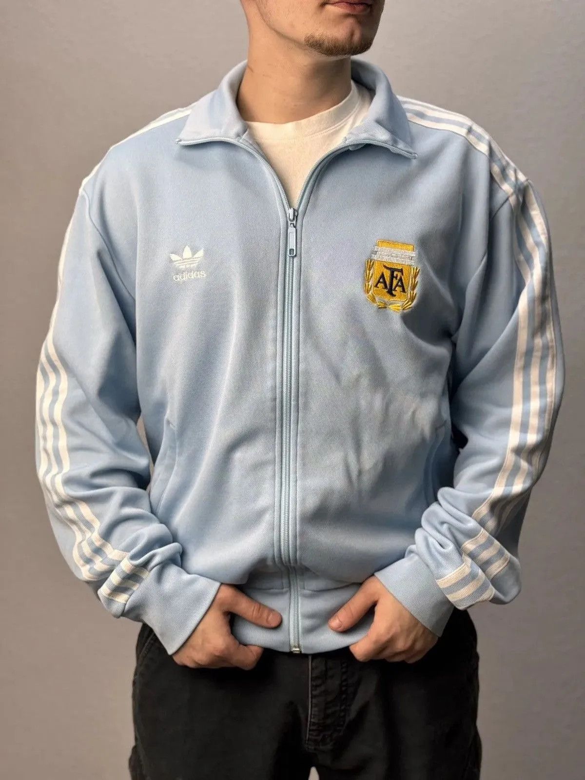 Adidas Vintage Argentina World Cup Football Jacket Soccer 2006 Size US L / EU 52-54 / 3 - 5 Thumbnail