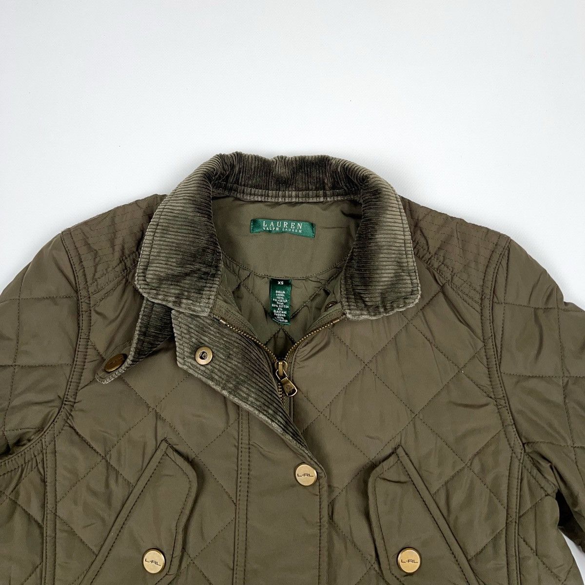 Lauren Ralph Lauren Ralph Lauren Quilted Khaki Olive Jacket Green Corduroy Neck Size XS / US 0-2 / IT 36-38 - 7 Thumbnail