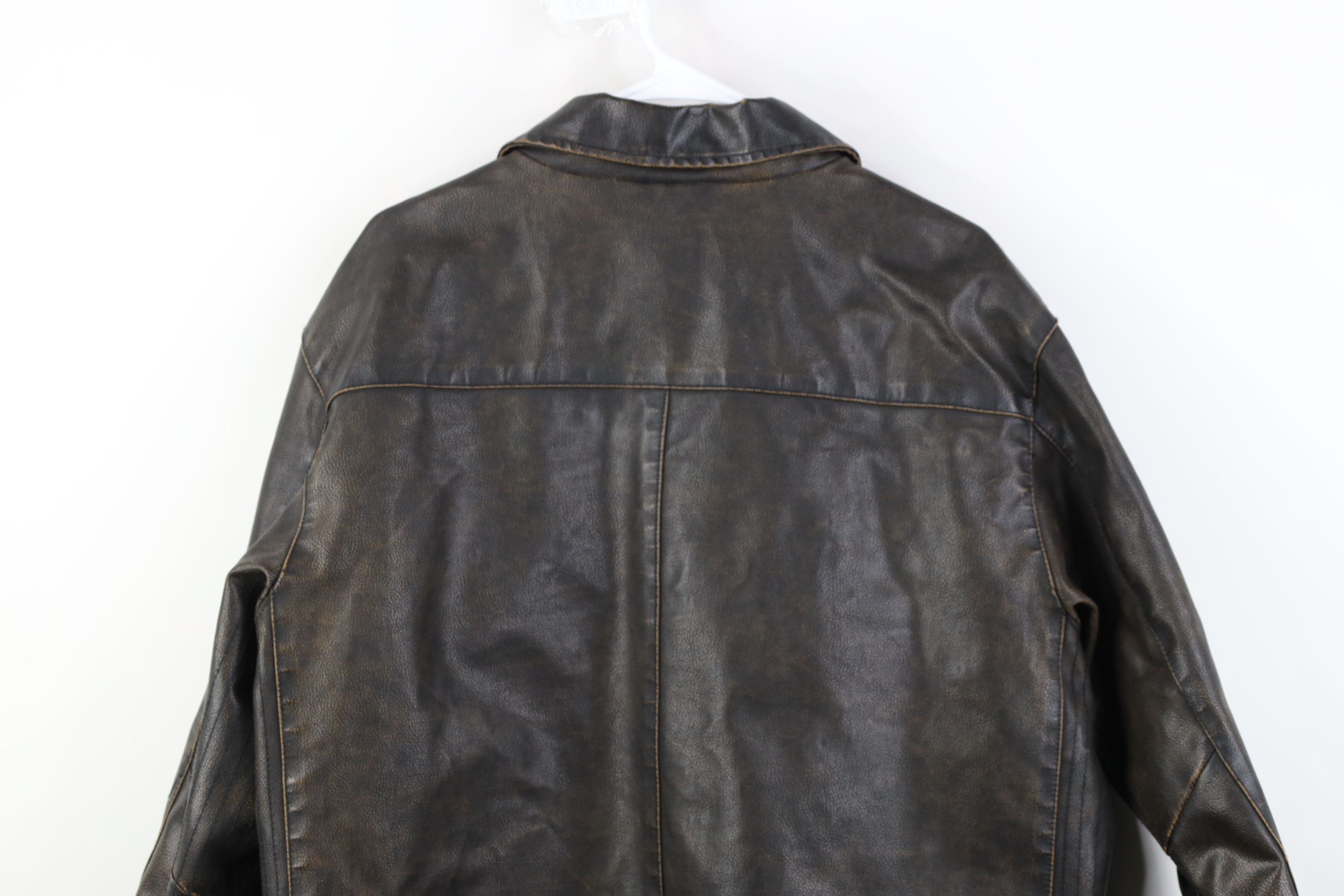 Vintage Vintage 90s Streetwear Quilted Faux Leather Jacket Brown Size US L / EU 52-54 / 3 - 15 Thumbnail