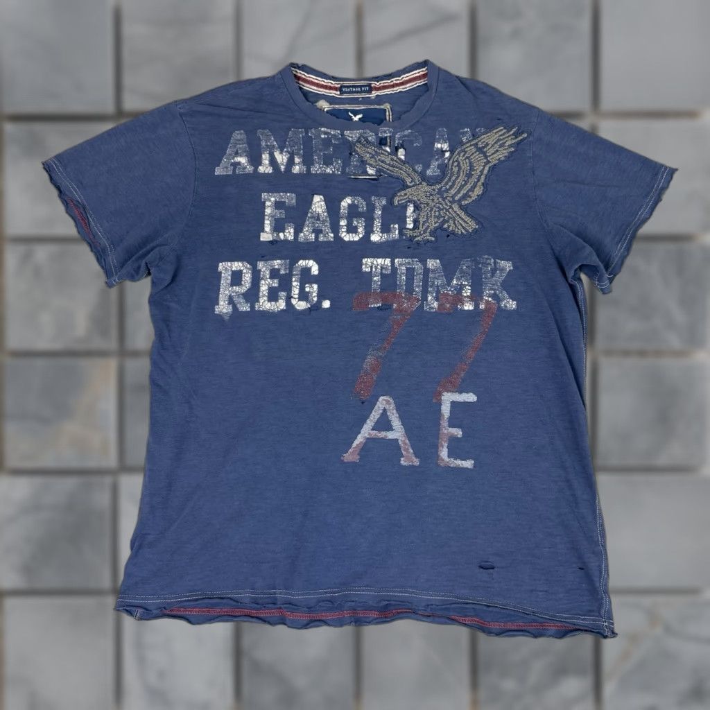 Vintage VINTAGE American Eagle T Shirt Adult XL Blue Embroidered Distressed Rare AE Size US XL / EU 56 / 4 - 1 Thumbnail