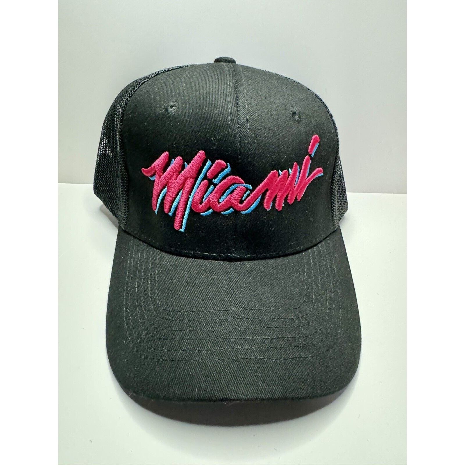 Other Miami South Beach Colors Black Mesh Adjustable Hat Cap Size ONE SIZE - 1 Thumbnail