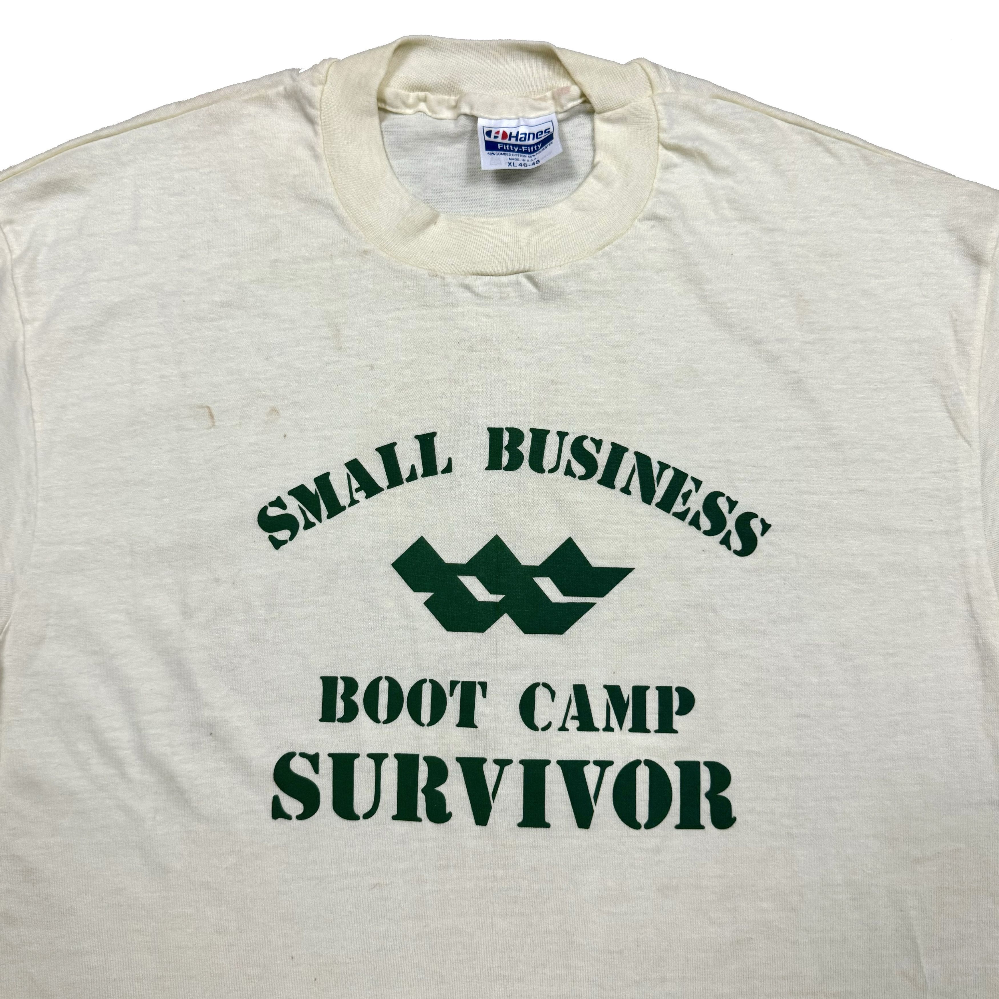 Vintage VTG 80s Small Business Boot Camp Military Survivor T Shirt Size US XL / EU 56 / 4 - 2 Thumbnail