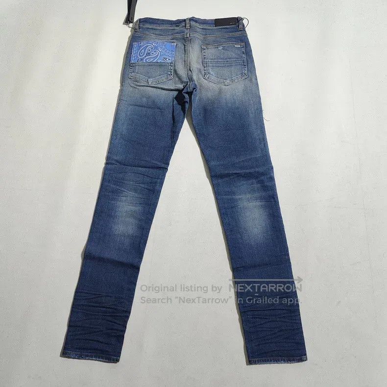 Amiri Amiri Size 33 Knife cut cashew flower patch blue jeans Size US 33 - 7 Thumbnail